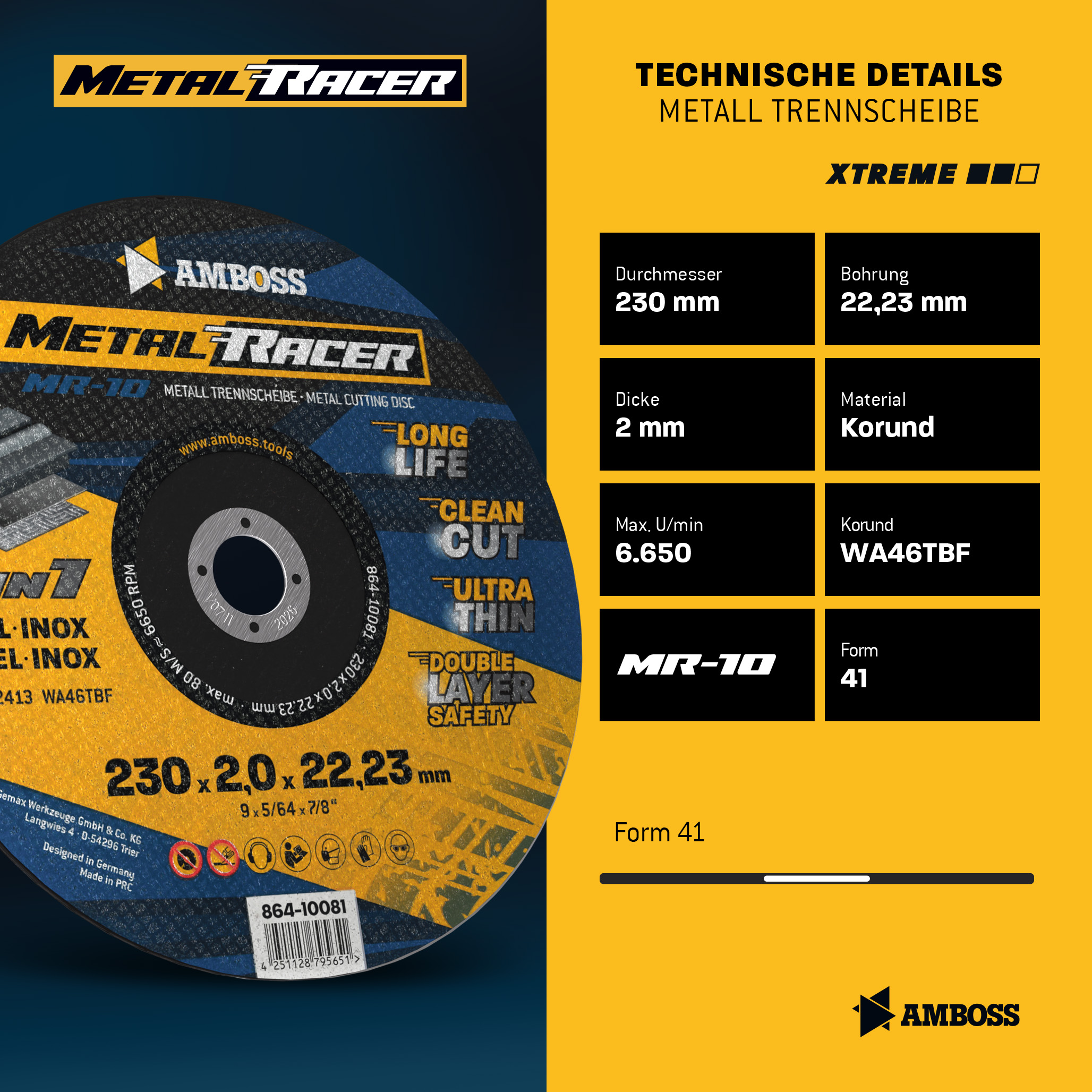 25x Amboss Metal Racer Trennscheibe | Ø230 mm - 2 mm -  22.23 mm | 25x Amboss Metal Racer Trennscheibe | Ø230 mm - 2 mm -  22.23 mm |