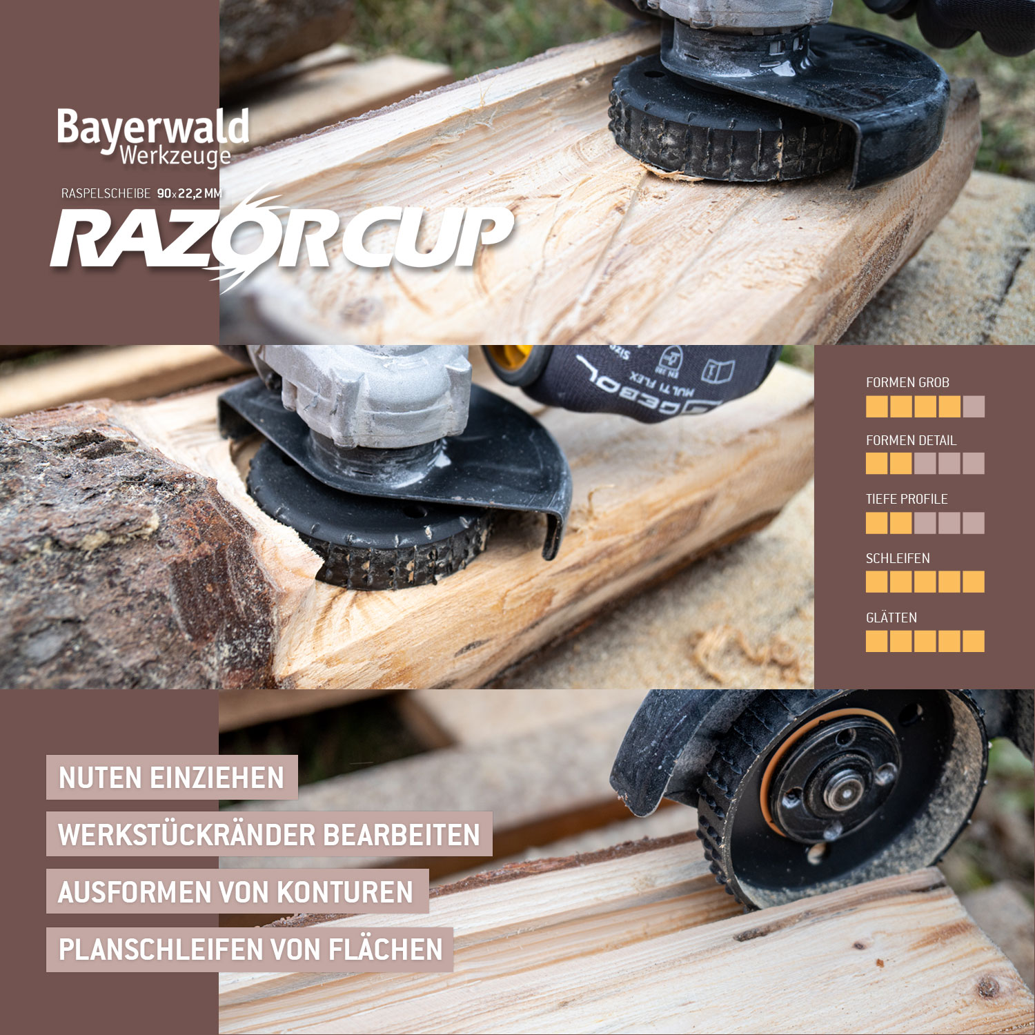 Bayerwald Raspelscheibe RazorCup Ø90 mm für Winkelschleifer Bayerwald Raspelscheibe RazorCup Ø90 mm für Winkelschleifer