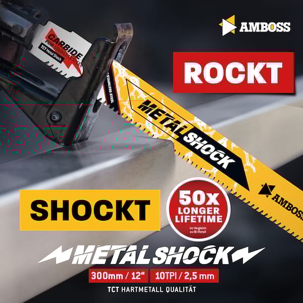 10x Amboss Metal Shock Säbelsägeblatt Länge 300 mm 10 ZpZ