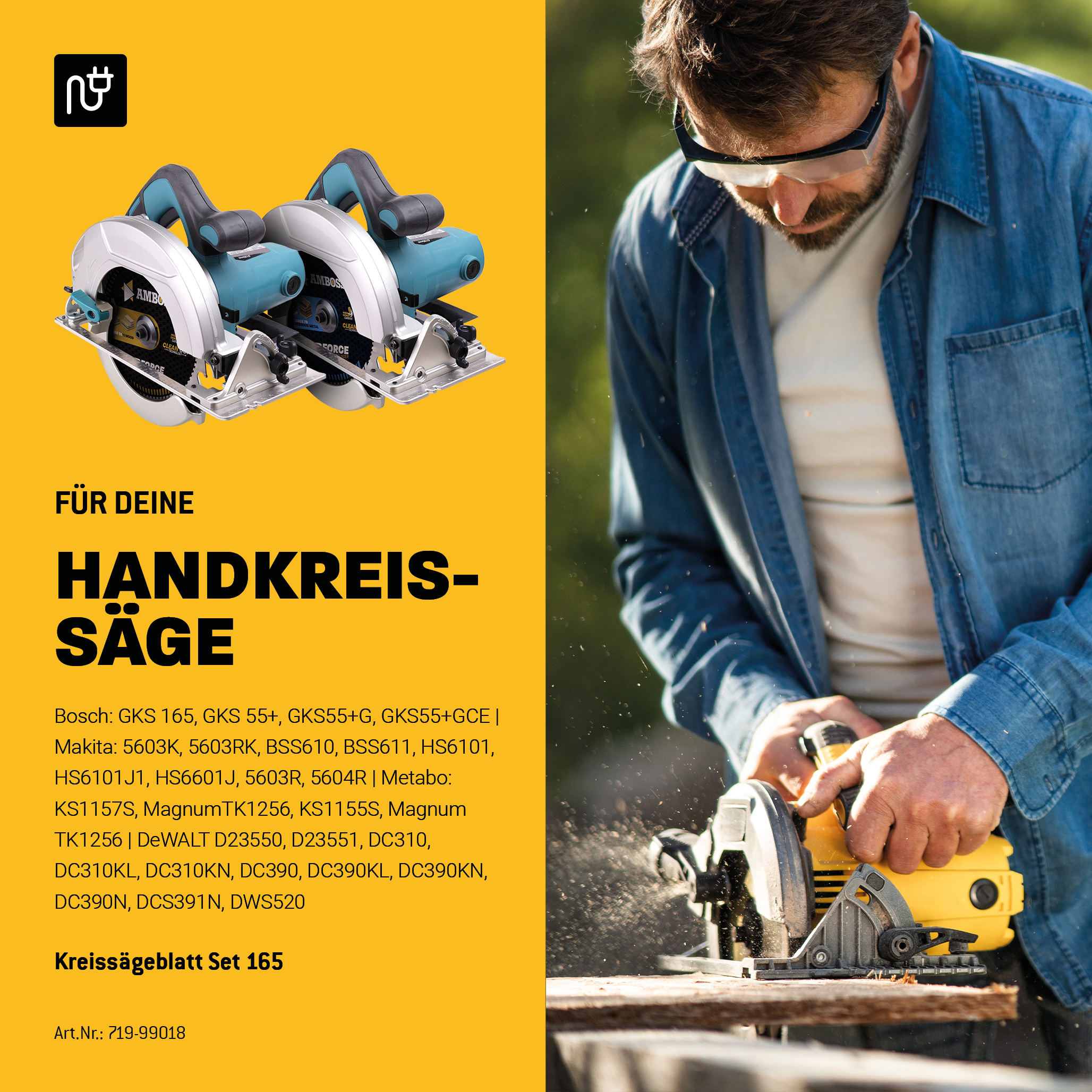 Ø165 Hand- Kreissägeblatt Set passend für Bosch GKS 165 GKS 55. Makita DHS630Z
