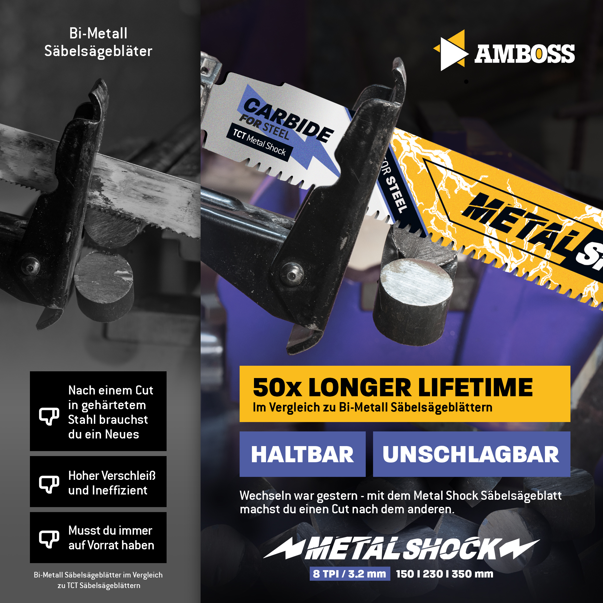 1x Amboss Metal Shock Säbelsägeblatt Länge 150 mm 8 ZpZ 1x Amboss Metal Shock Säbelsägeblatt Länge 150 mm 8 ZpZ