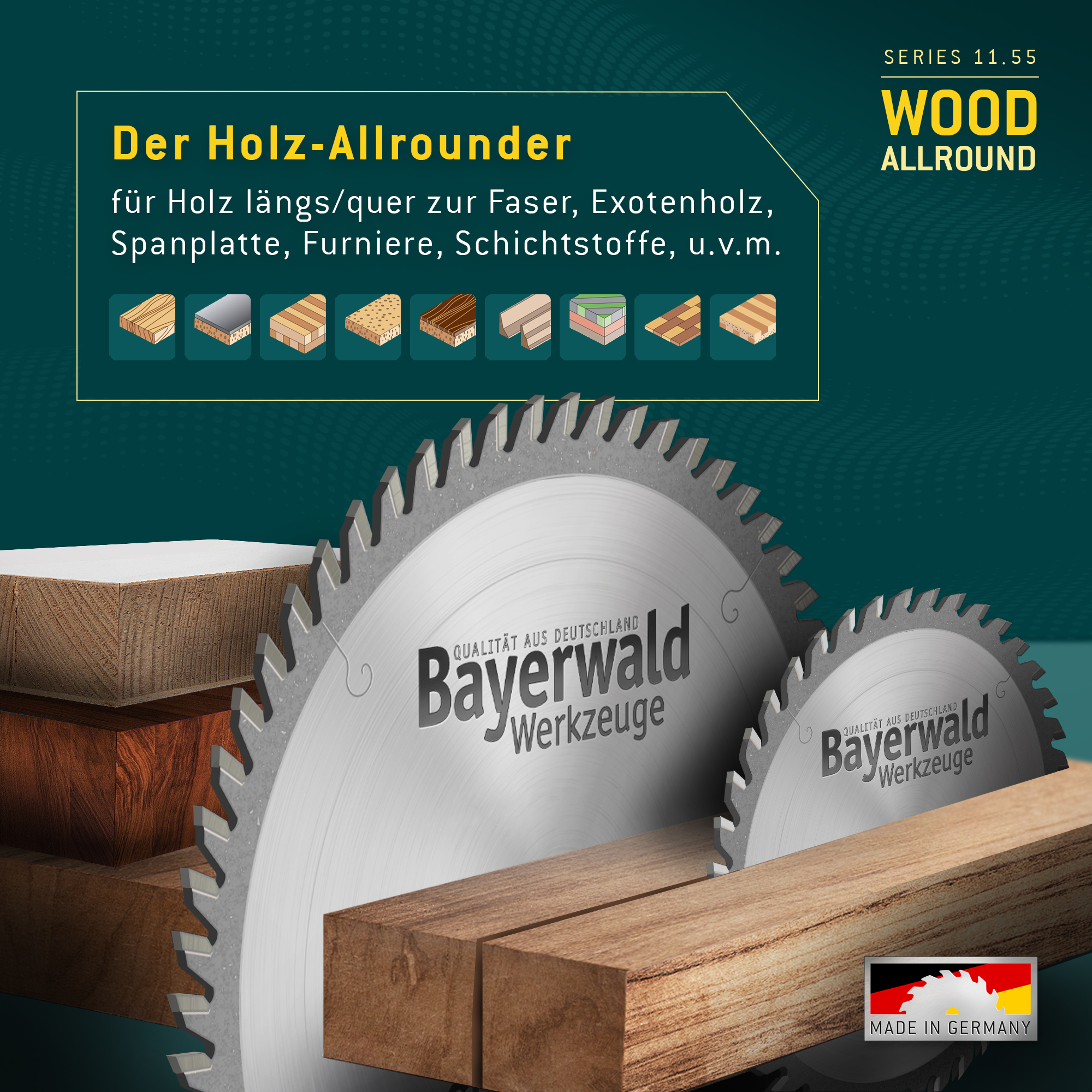 Bayerwald - HM Tischkreissägeblatt Ø 254 mm x 2,8 mm x 30 mm (Für Holz, Spanplatten, Profilleisten etc.) | Kombinebenlöcher für Bosch GTS 10 & PTS 10 (40 Zähne)