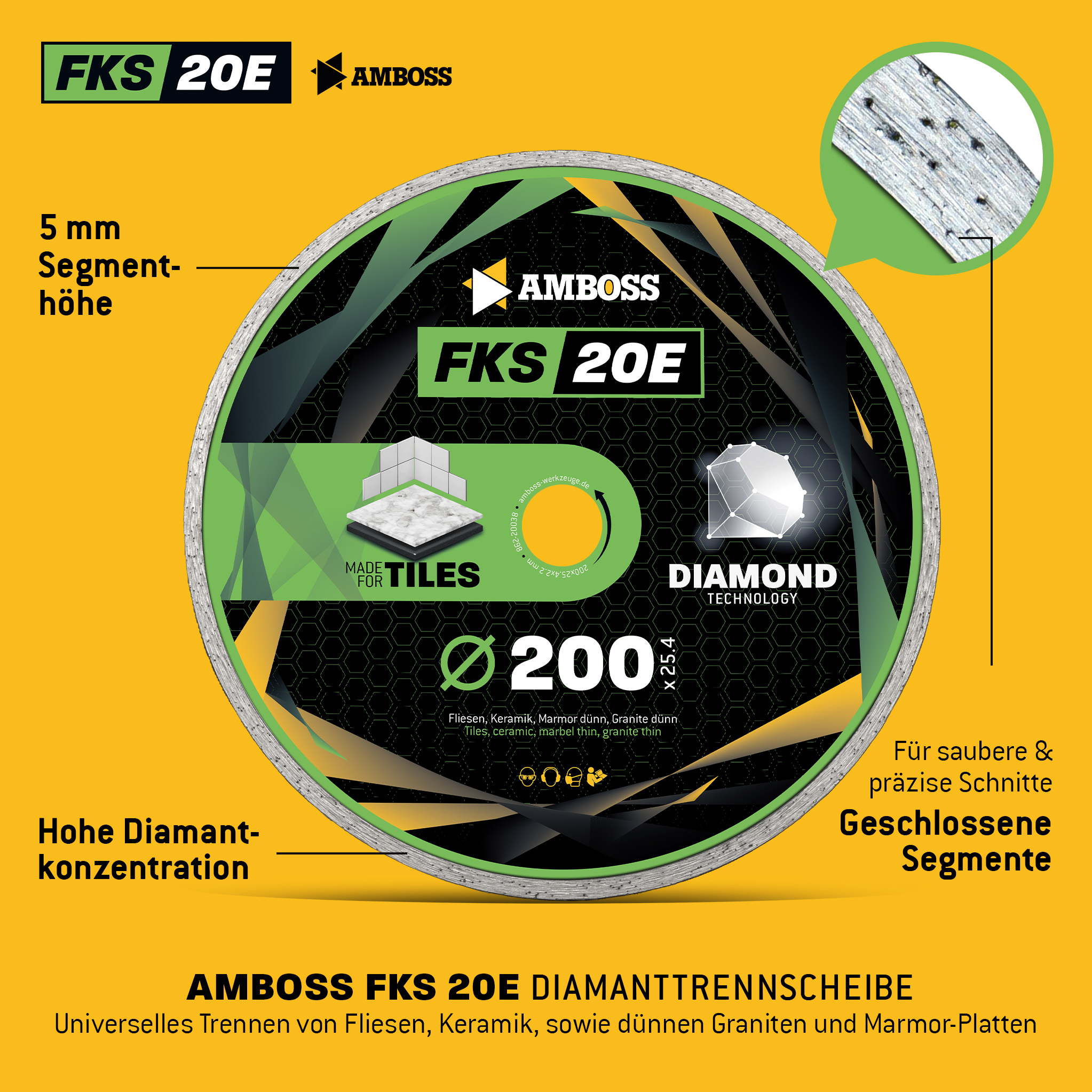Amboss FKS 20E Diamant Trennscheibe 200mm x 2.2 x 25.4 Amboss FKS 20E Diamant Trennscheibe 200mm x 2.2 x 25.4