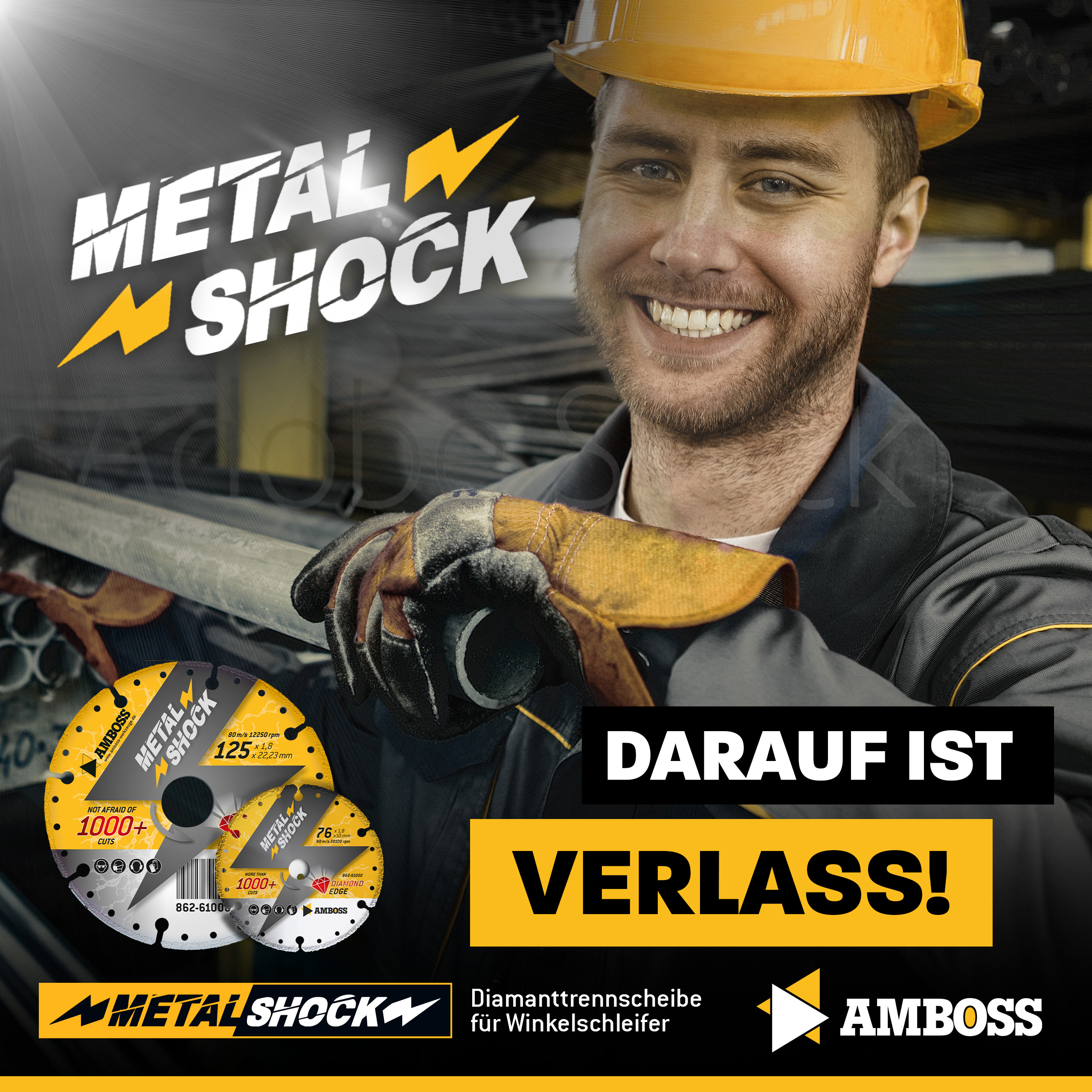 AMBOSS METAL SHOCK - Diamant Trennscheibe 125 x 2,2 x 22,23 mm - geeignet für Metall/Stahl/Inox - passend für Winkelschleifer AMBOSS METAL SHOCK - Diamant Trennscheibe 125 x 2,2 x 22,23 mm - geeignet für Metall/Stahl/Inox - passend für Winkelschleifer