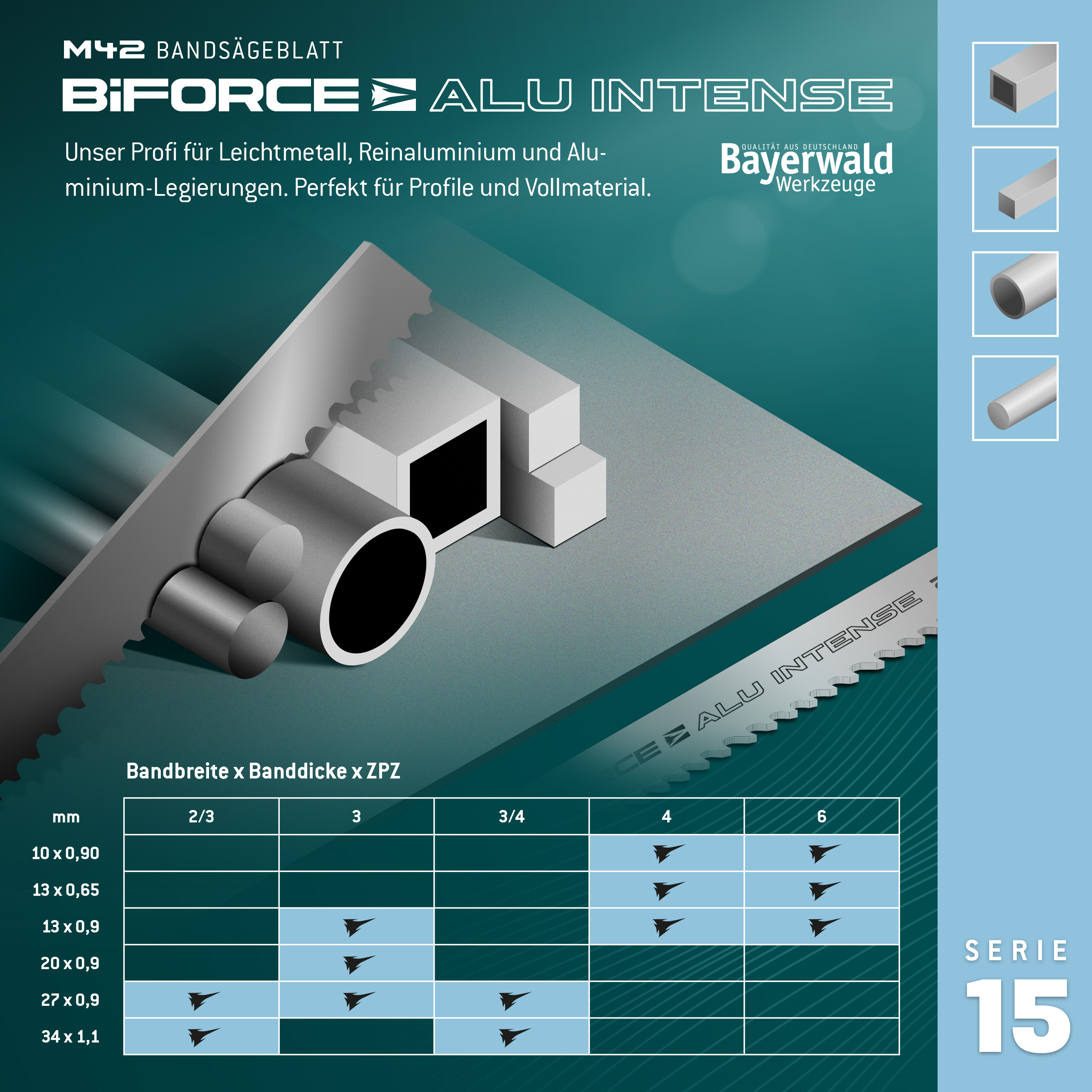 Bayerwald M42 Bandsägeblatt BiFORCE ALU INTENSE 13 x 0.65 x 6 ZpZ Bayerwald M42 Bandsägeblatt BiFORCE ALU INTENSE 13 x 0.65 x 6 ZpZ