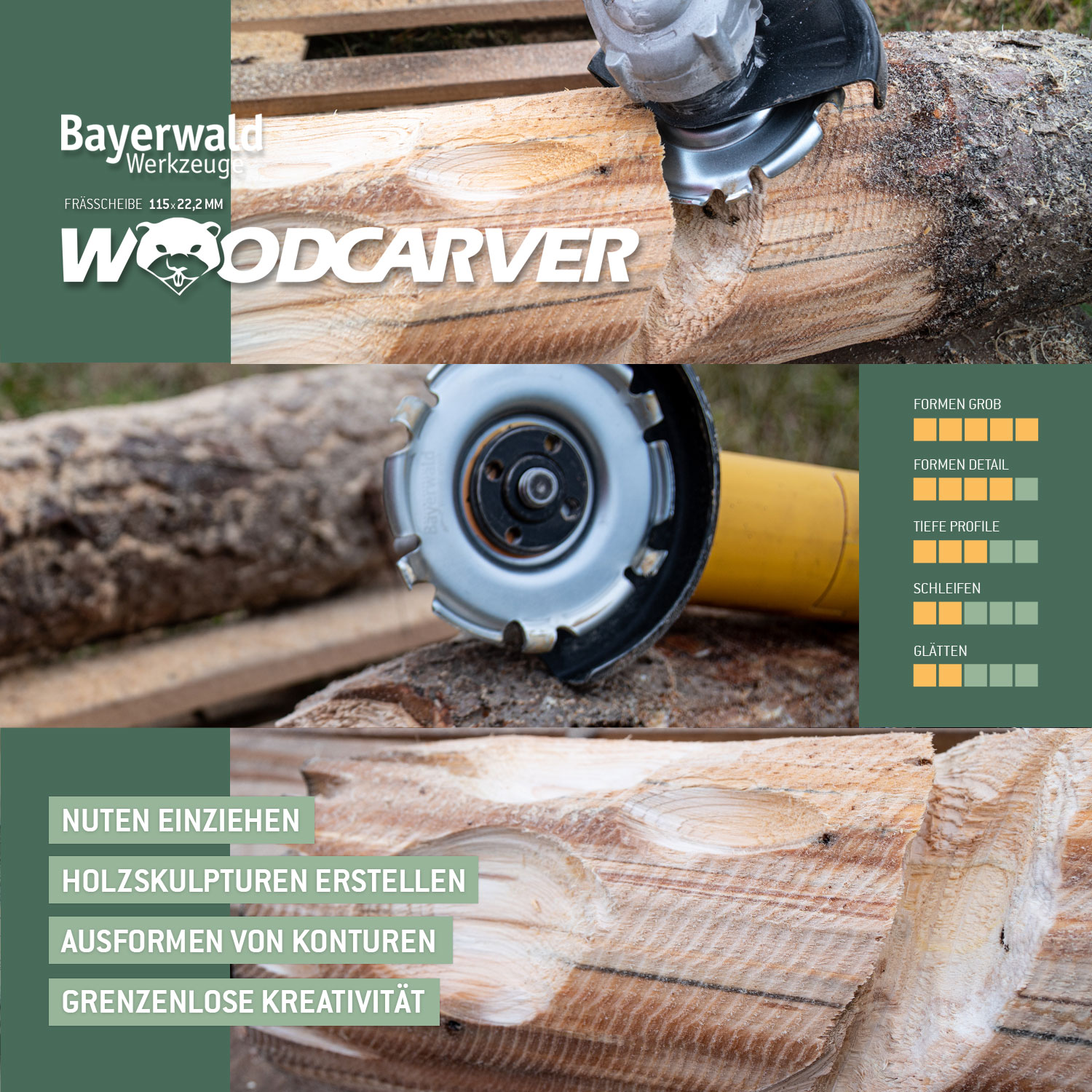 Bayerwald Woodcarver Ø115 mm / 22,2 mm Bohrung Bayerwald Woodcarver Ø115 mm / 22,2 mm Bohrung