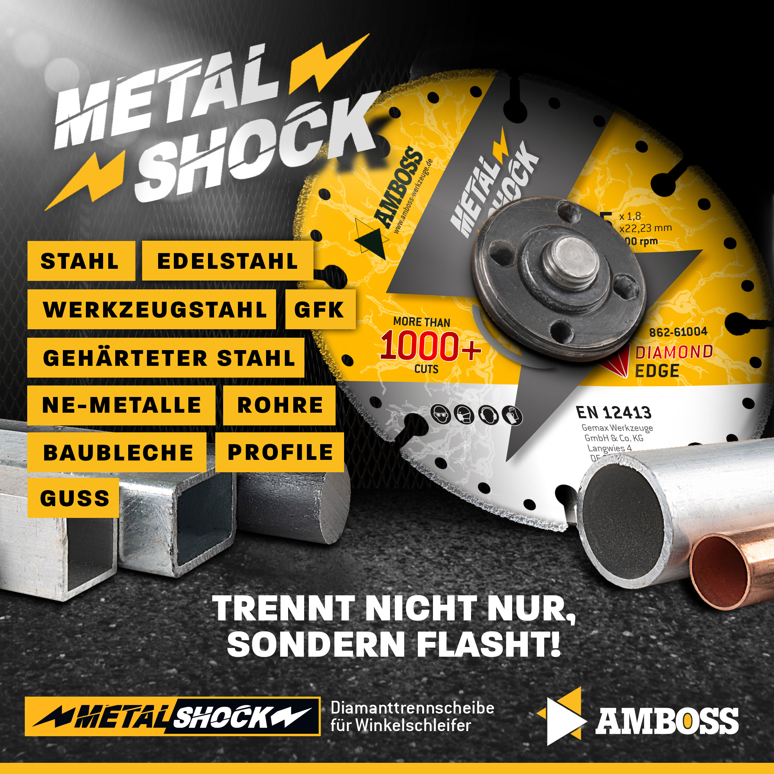 Amboss Metal Shock 1000+ - Diamant Trennscheibe 115 x 1,8 x 22,23 mm Amboss Metal Shock 1000+ - Diamant Trennscheibe 115 x 1,8 x 22,23 mm
