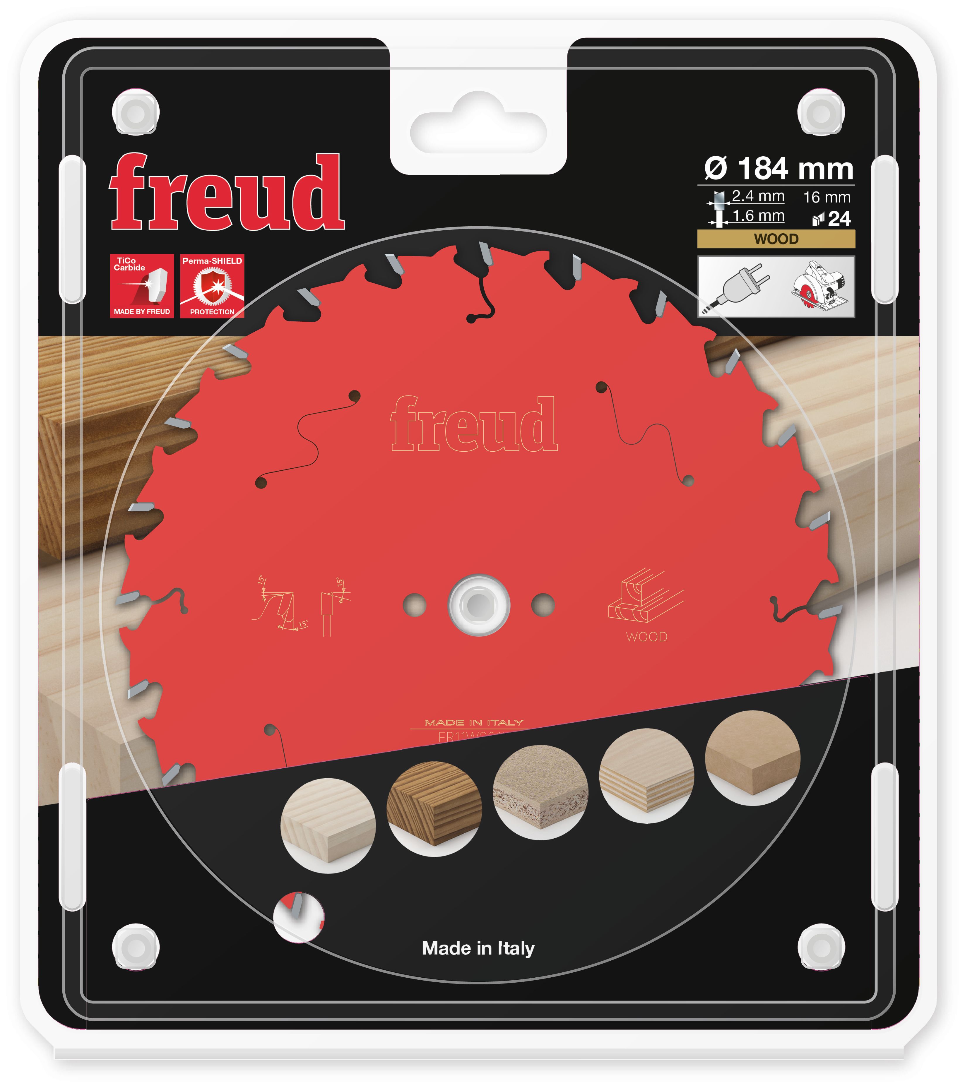 Freud HM Kreissägeblatt für Handkreissägen - 184 x 2.4/1.6 x 16 Z24 WZ