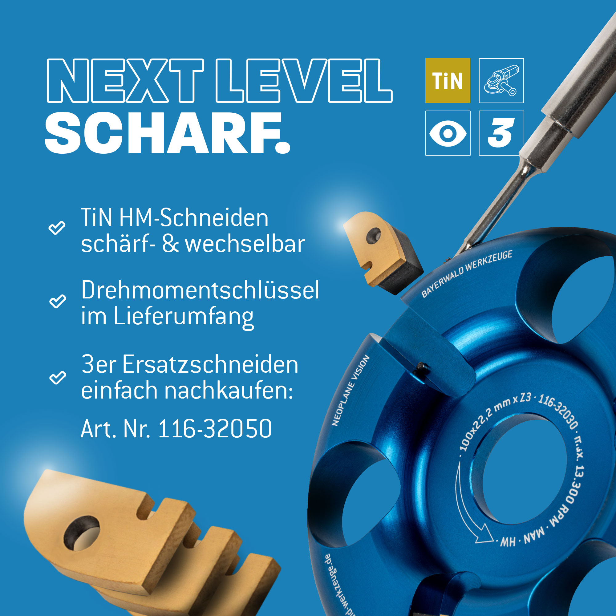 3x NeoPlane Ersatzmesser für Frässcheibe 3x NeoPlane Ersatzmesser für Frässcheibe