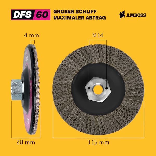 Amboss Diamant Fächerschleifscheibe 115mm K60 M14 Amboss Diamant Fächerschleifscheibe 115mm K60 M14