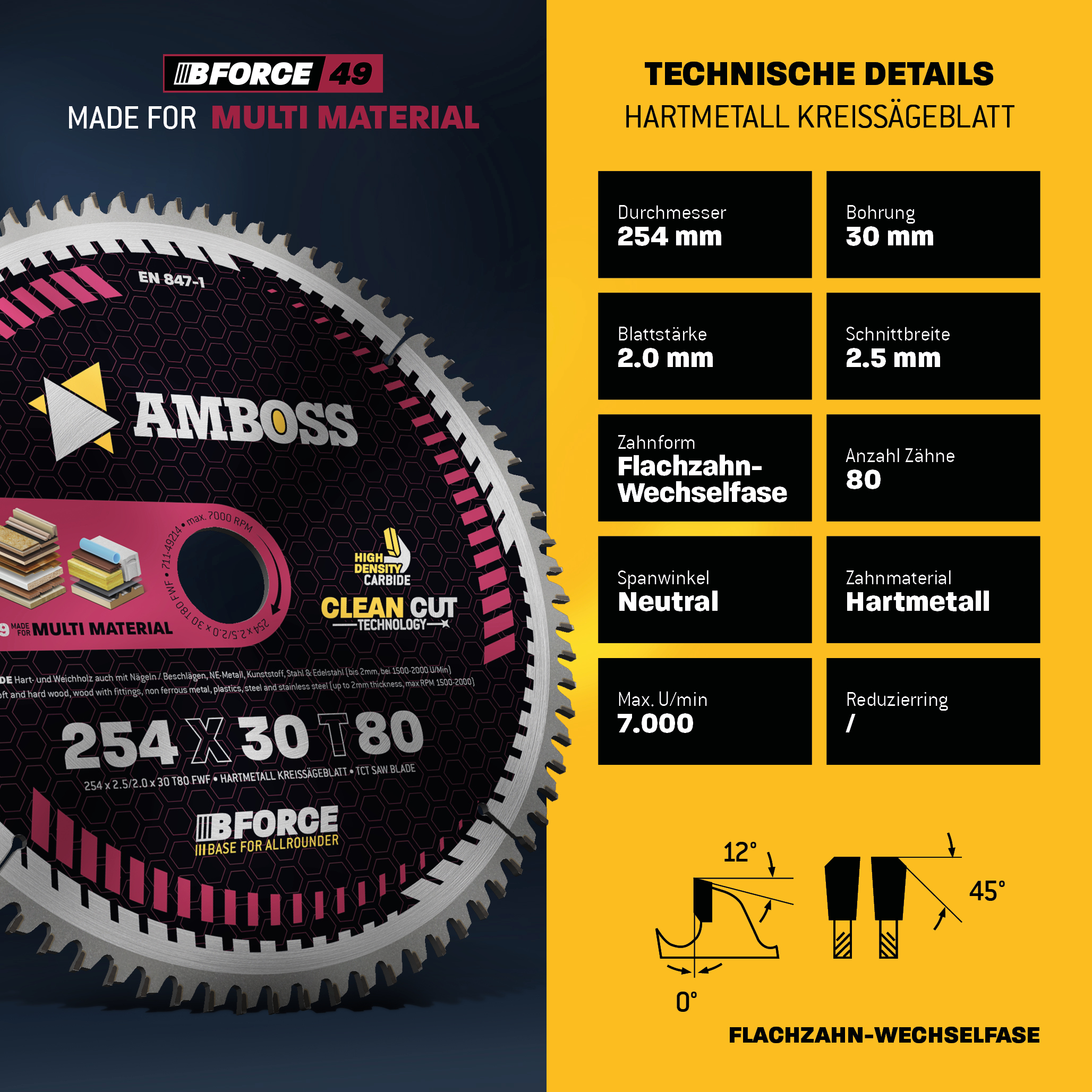 HM Kreissägeblatt - 254 x 2.5/2.0 x 30 Z80 FWF HM Kreissägeblatt - 254 x 2.5/2.0 x 30 Z80 FWF