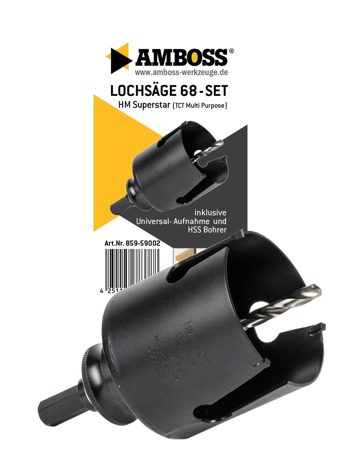 Amboss HM Lochsäge Basic 68 mm-(inkl. 6 kant Standardaufnahme) Amboss HM Lochsäge Basic 68 mm-(inkl. 6 kant Standardaufnahme)