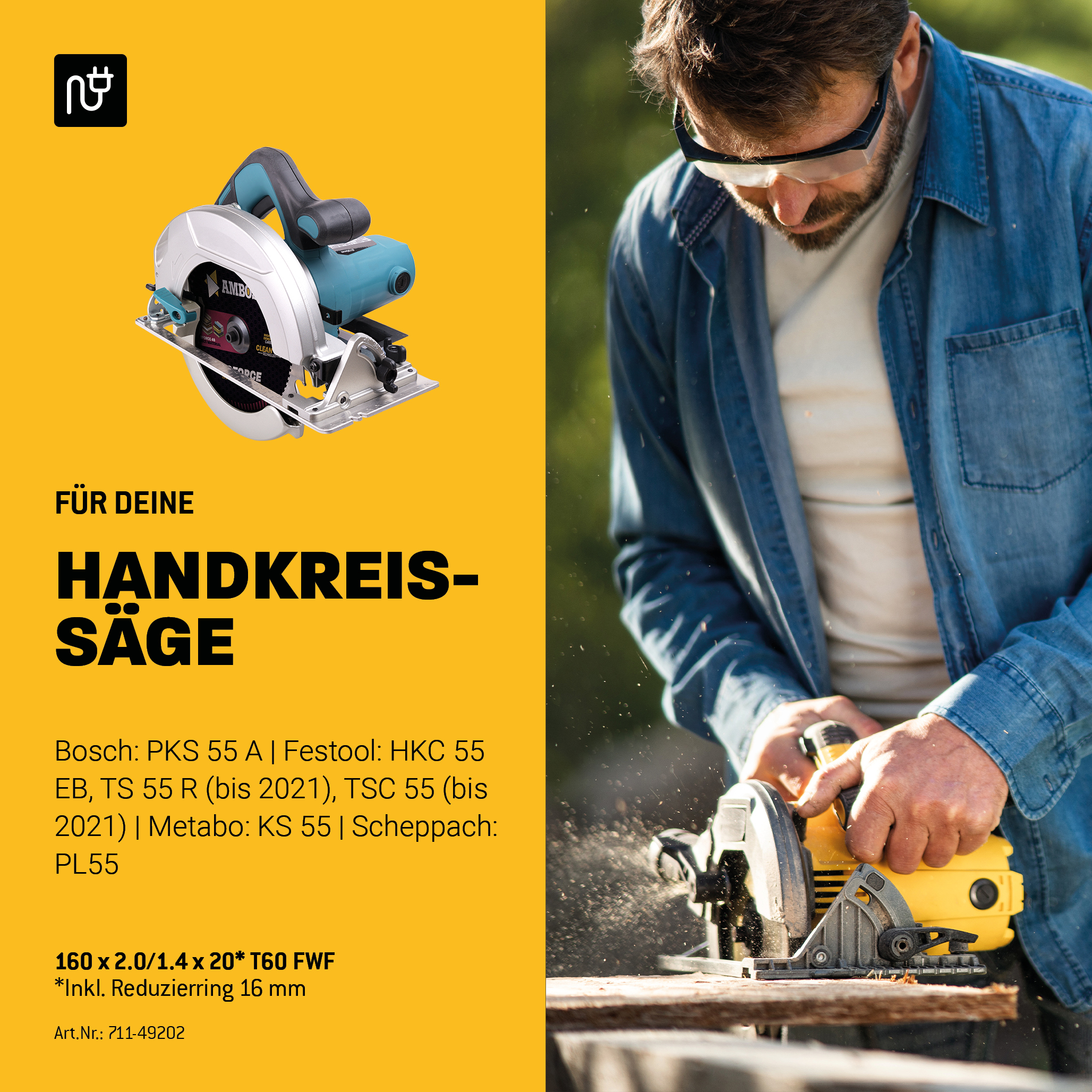 HM Kreissägeblatt - 160 x 2/1.4 x 20 Z60 FWF HM Kreissägeblatt - 160 x 2/1.4 x 20 Z60 FWF