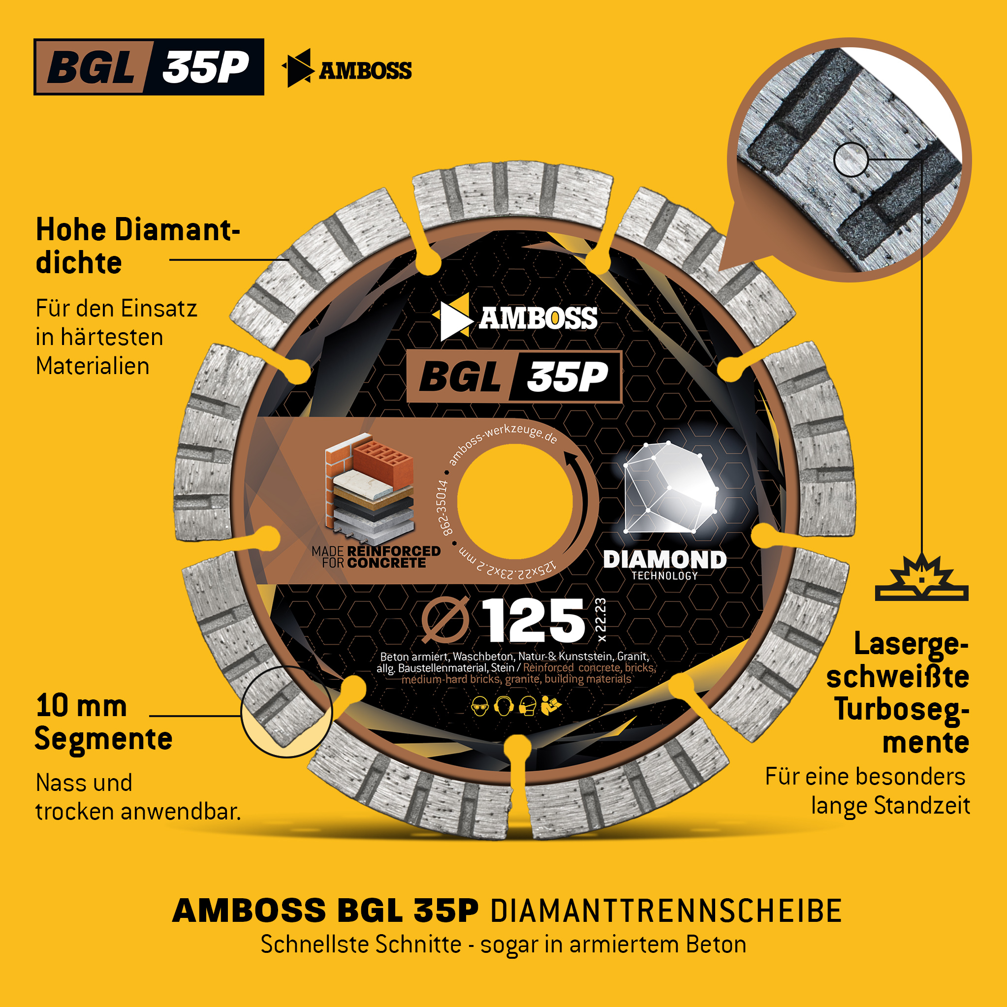Amboss BGL 35P Diamant Trennscheibe - 125 x 2.2 x 22.2 Amboss BGL 35P Diamant Trennscheibe - 125 x 2.2 x 22.2