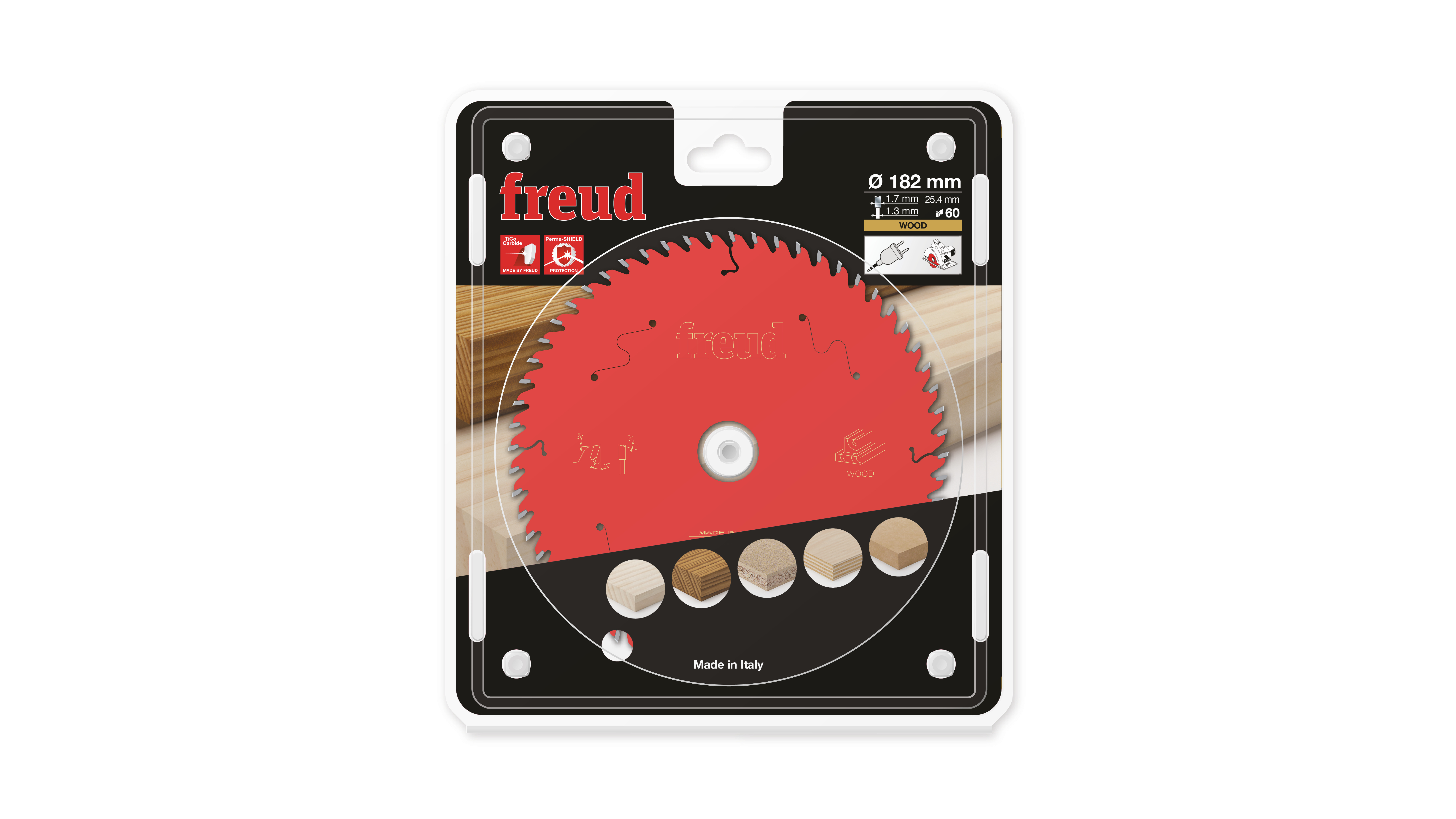 Freud HM-Kreissägeblatt · Ø 182 x 25.4 mm · Z60 · Wechselzahn