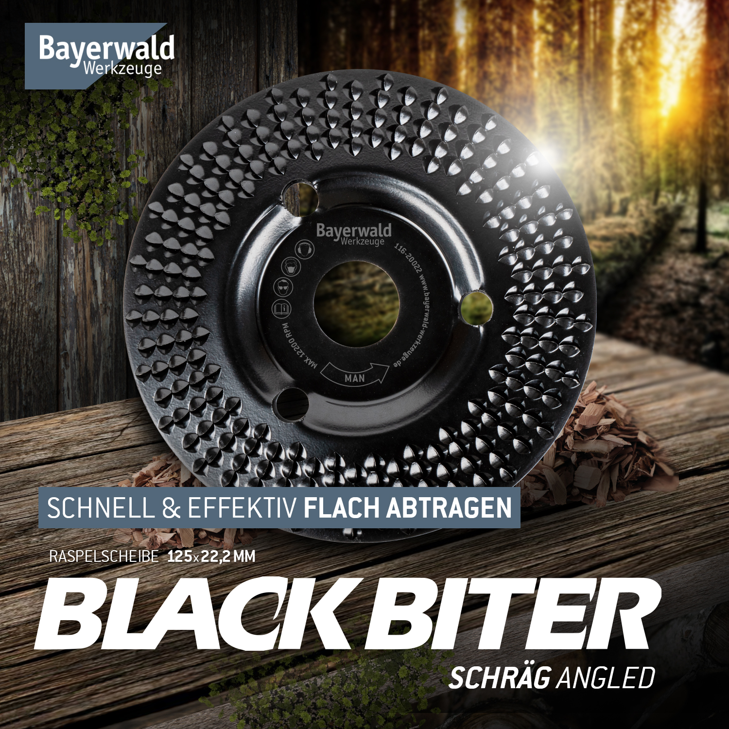 Bayerwald Raspelscheibe Black Biter Ø125 mm für Winkelschleifer Bayerwald Raspelscheibe Black Biter Ø125 mm für Winkelschleifer