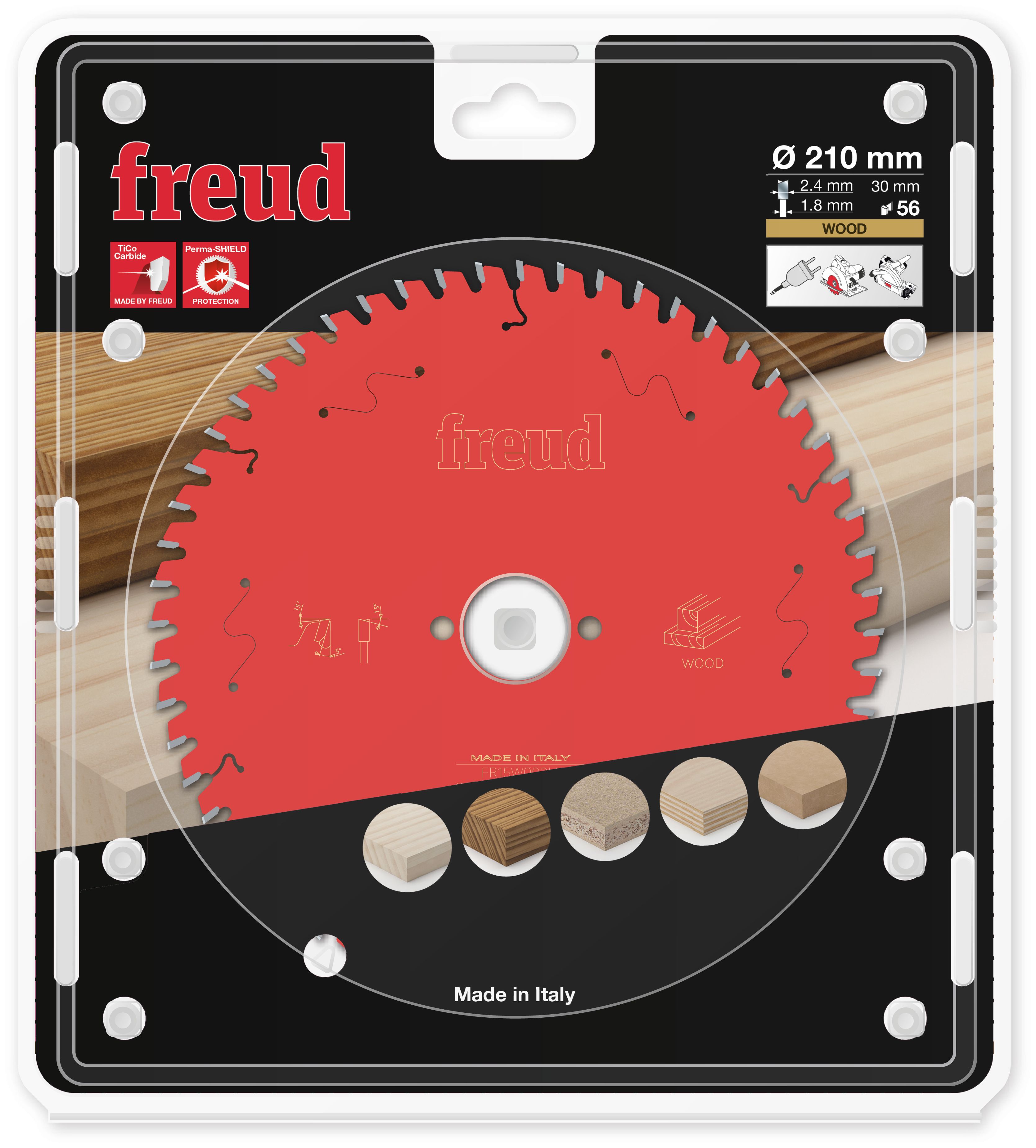 Freud HM Kreissägeblatt für Handkreissägen - 210 x 2.4/1.8 x 30 Z56 WZ