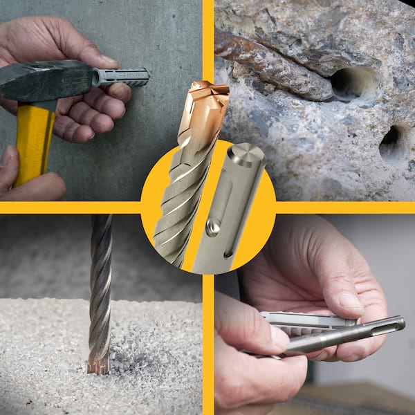 SDS Plus Hammerbohrer Set 3tlg. 4X Schneiden PGM Ø 6-10mm x 160mm - AMBOSS Werkzeuge SDS Crusher 4 - HM Betonbohrer Hartmetall Profi Bohrer  - Stahlbeton Steinbohrer Beton Mauerwerk Ziegel Kalksandstein