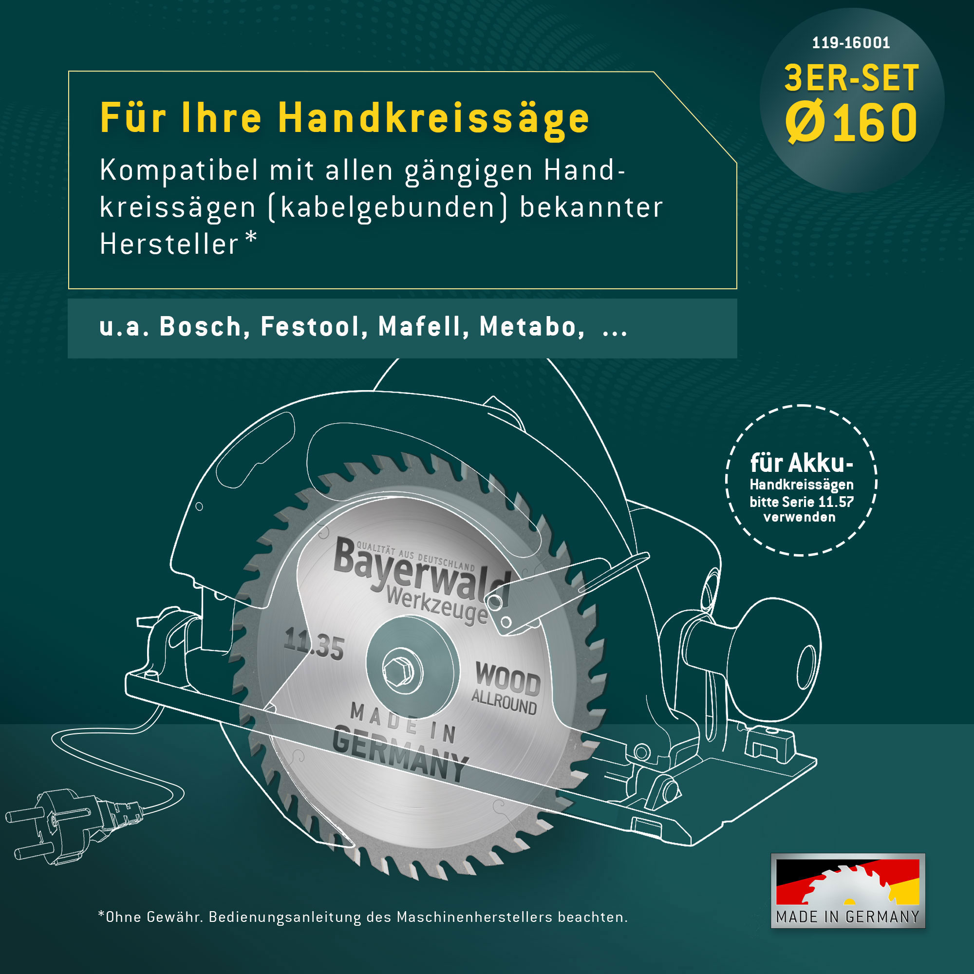 HOLZ ALLROUND Ø160 Hand-Kreissägeblatt Set HOLZ ALLROUND Ø160 Hand-Kreissägeblatt Set