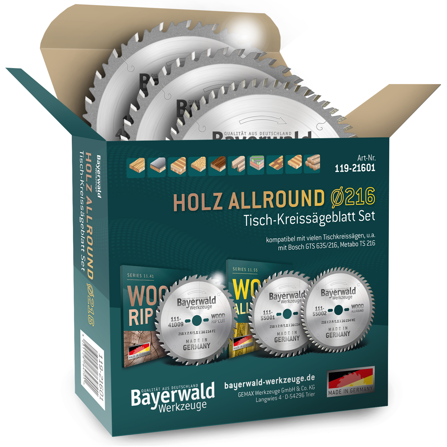 HOLZ ALLROUND Ø216 Tisch-Kreissägeblatt Set HOLZ ALLROUND Ø216 Tisch-Kreissägeblatt Set
