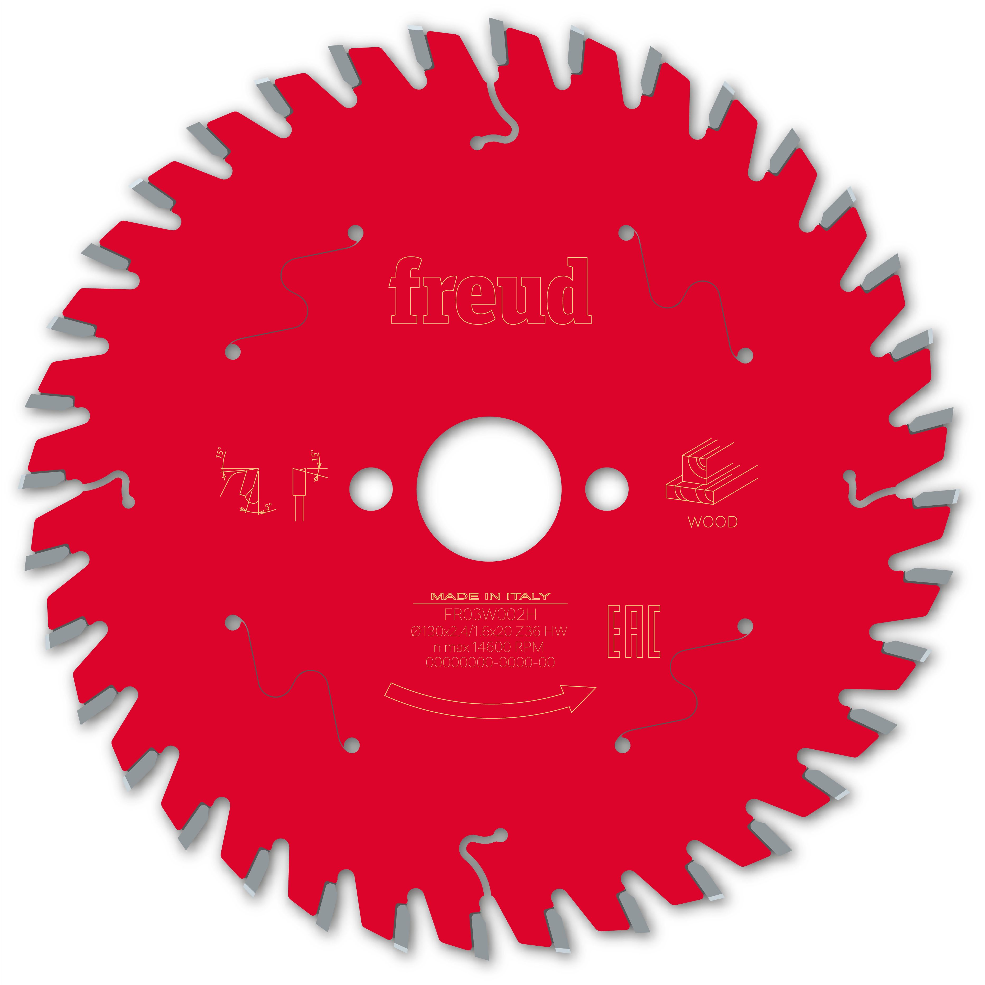 Freud HM Kreissägeblatt für Handkreissägen - 130 x 2.4/1.6 x 20 Z36 WZ