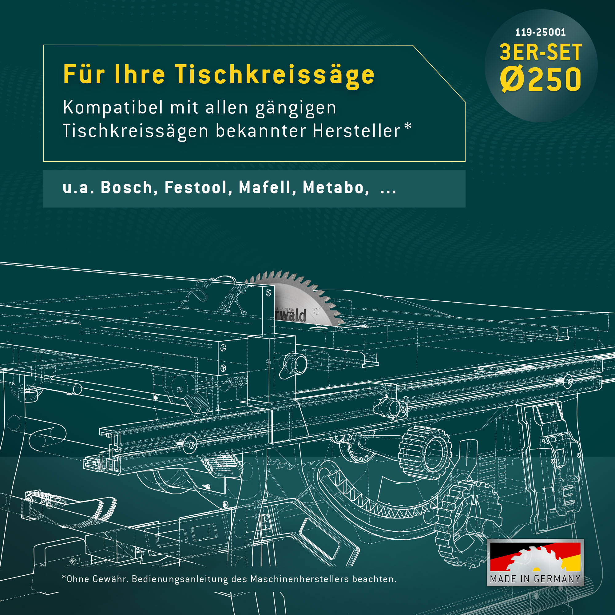 HOLZ ALLROUND Ø250 Tisch-Kreissägeblatt Set HOLZ ALLROUND Ø250 Tisch-Kreissägeblatt Set