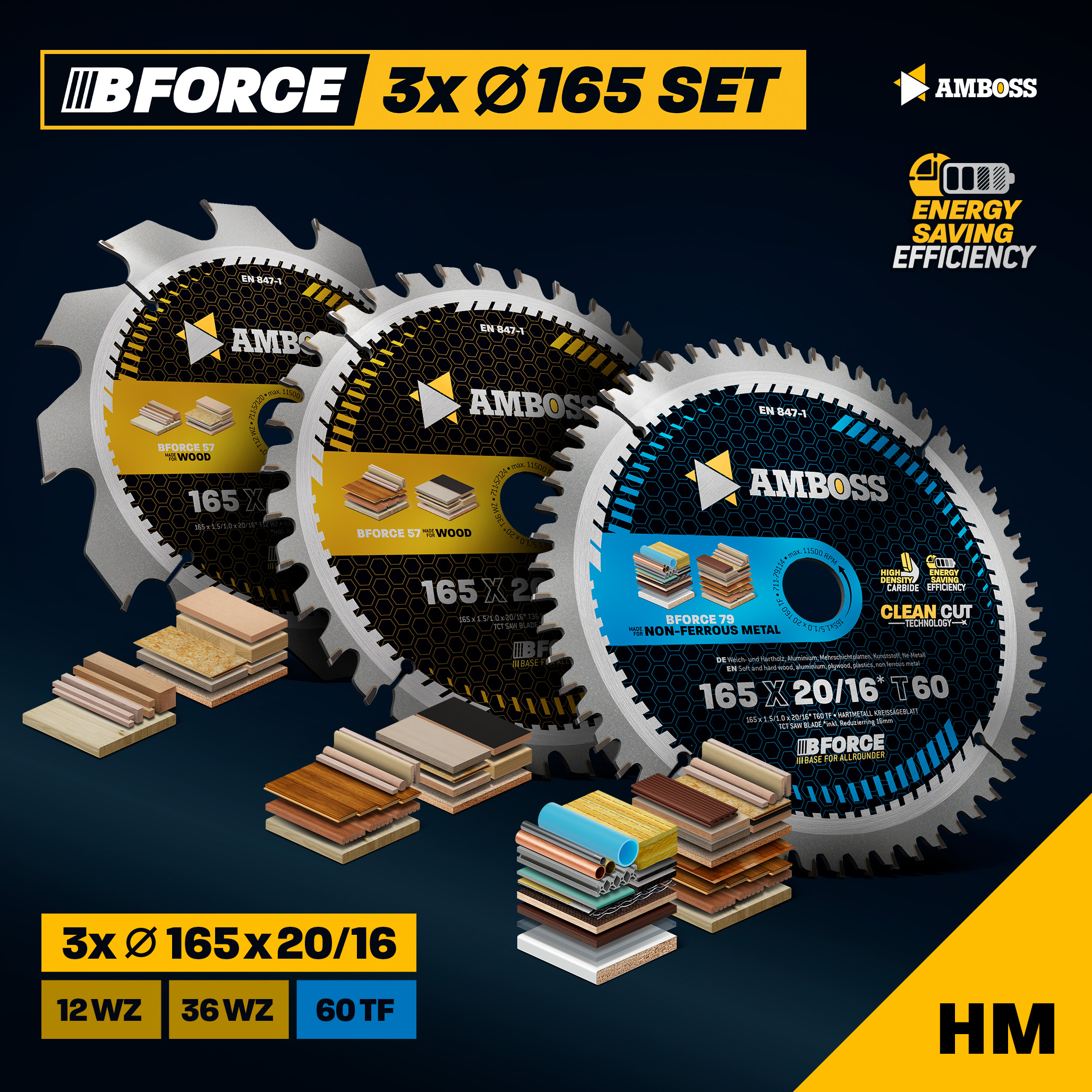 Ø165 Akku Hand- Kreissägeblatt Set passend für Bosch GKS 18v-57g, Bosch GKT 55 GCE, Makita SP6000 Ø165 Akku Hand- Kreissägeblatt Set passend für Bosch GKS 18v-57g, Bosch GKT 55 GCE, Makita SP6000