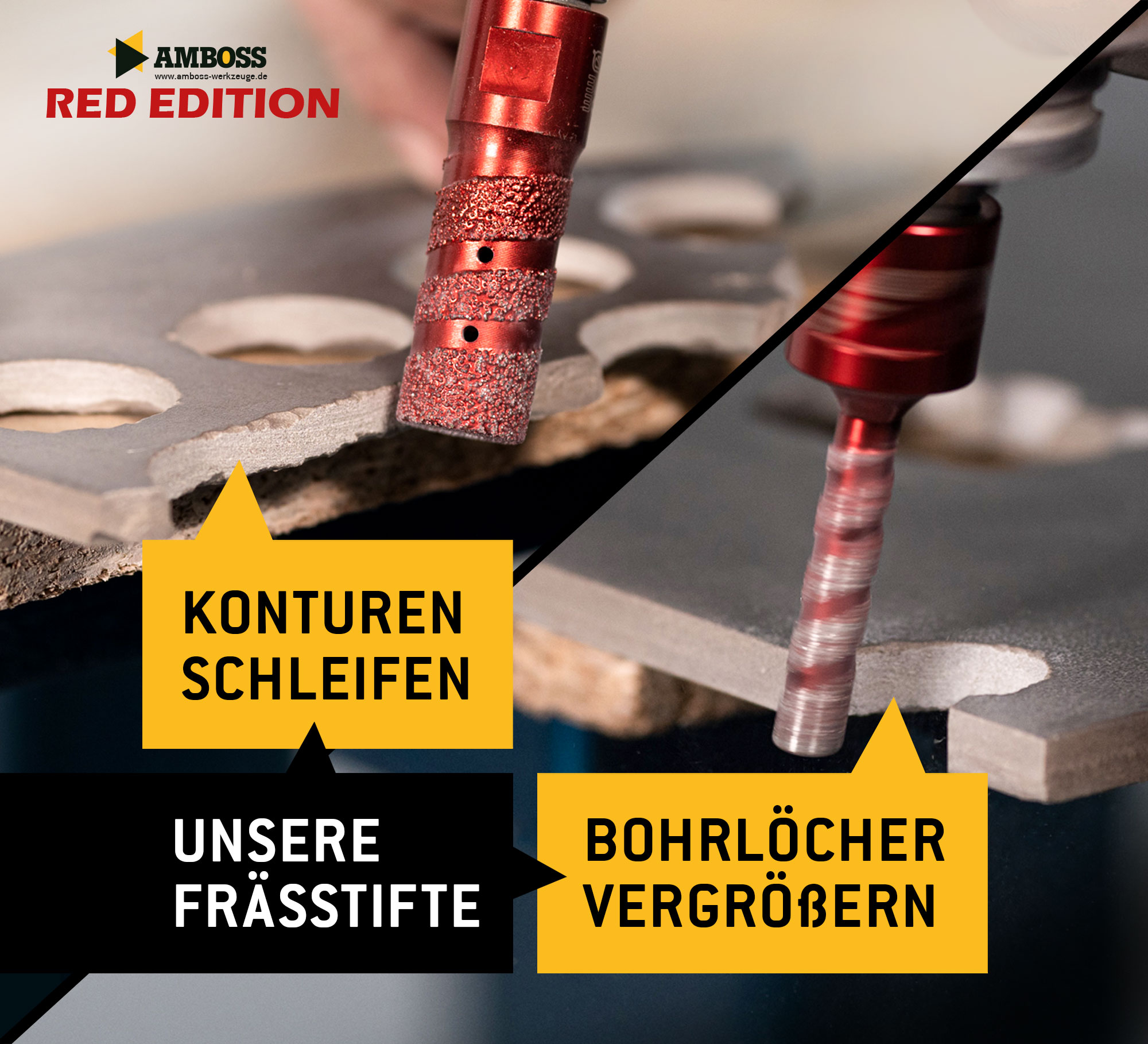 Amboss Red Edition 14 Diamant Bohrkronen Set Ø 5-68 mm / Vollfräser 8/10/20 mm Amboss Red Edition 14 Diamant Bohrkronen Set Ø 5-68 mm / Vollfräser 8/10/20 mm