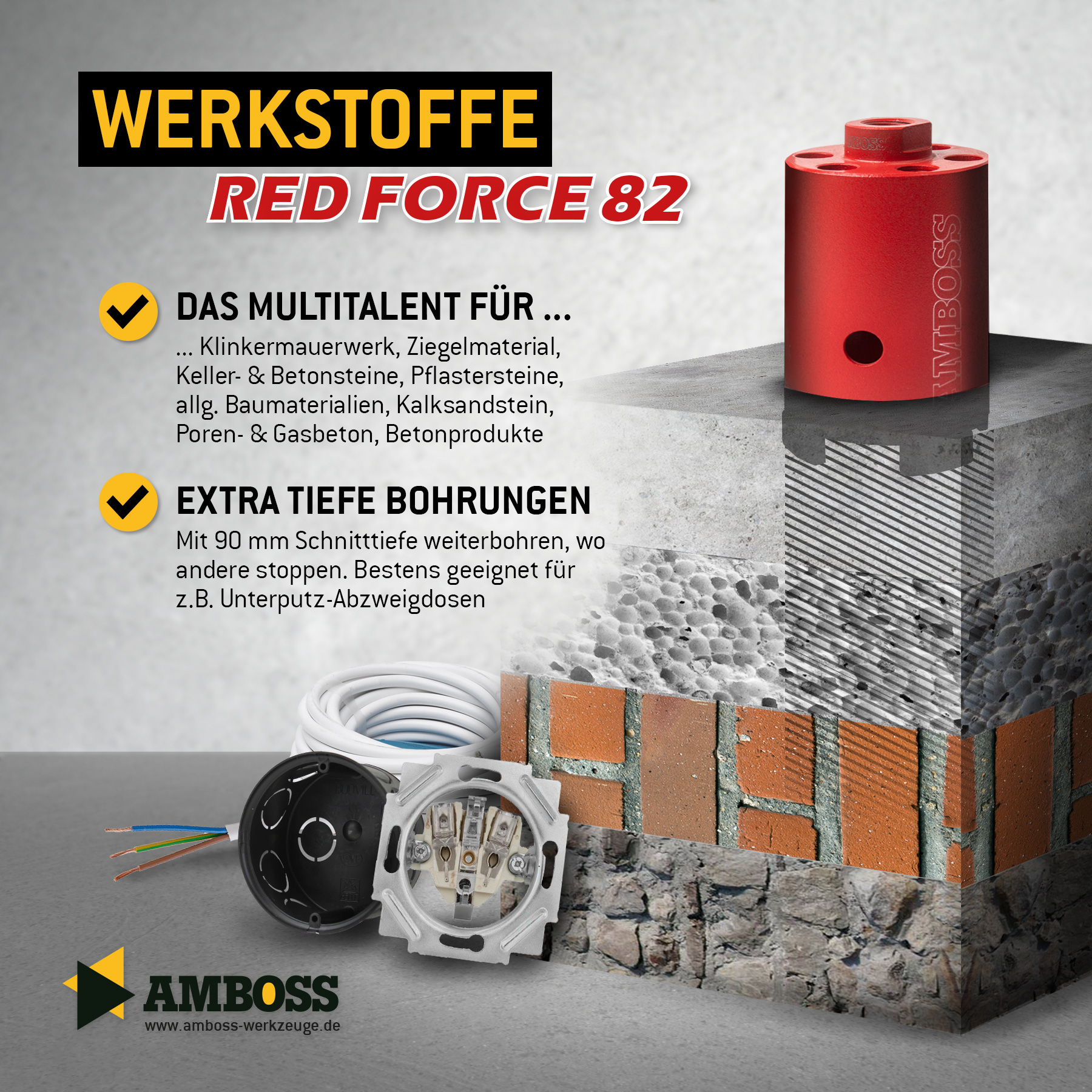 Amboss Dosensenker Ø 82 mm (für Absaugung) - M16-Aufnahme (Schnitttiefe 90 mm) Amboss Dosensenker Ø 82 mm (für Absaugung) - M16-Aufnahme (Schnitttiefe 90 mm)