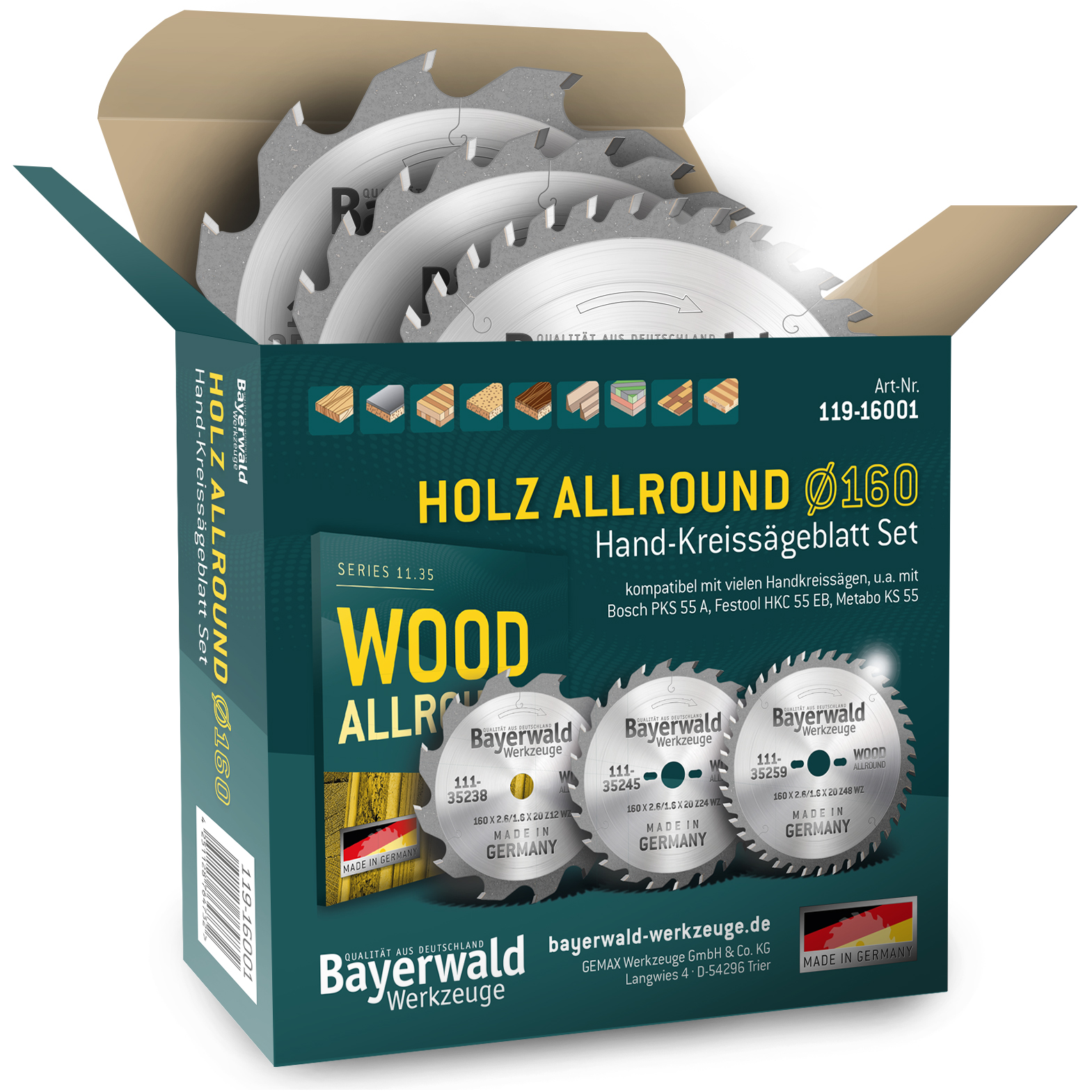 HOLZ ALLROUND Ø160 Hand-Kreissägeblatt Set HOLZ ALLROUND Ø160 Hand-Kreissägeblatt Set