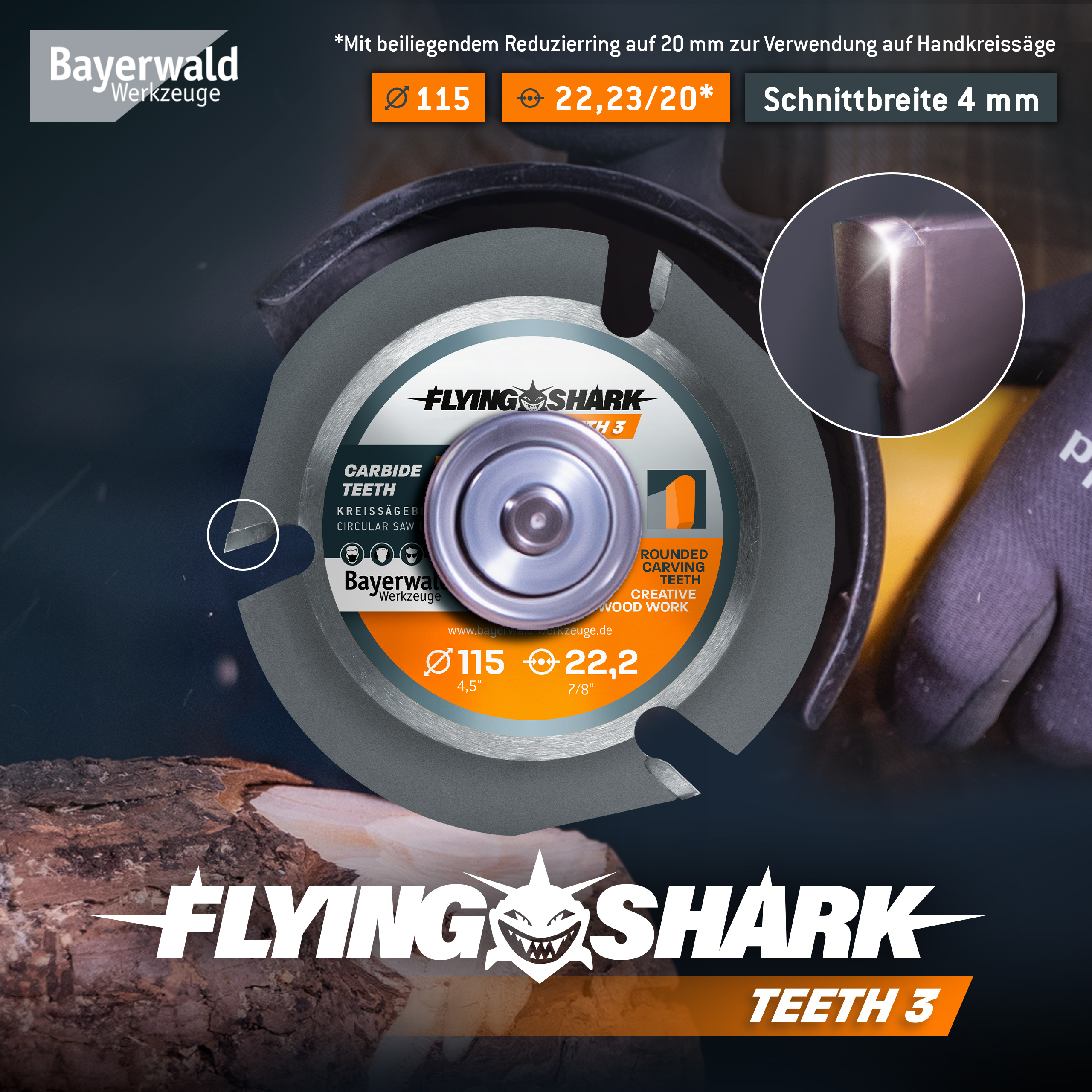 Bayerwald Flying Shark - Hartmetall Frässcheibe - Ø 115 x 22,23 mm Z3