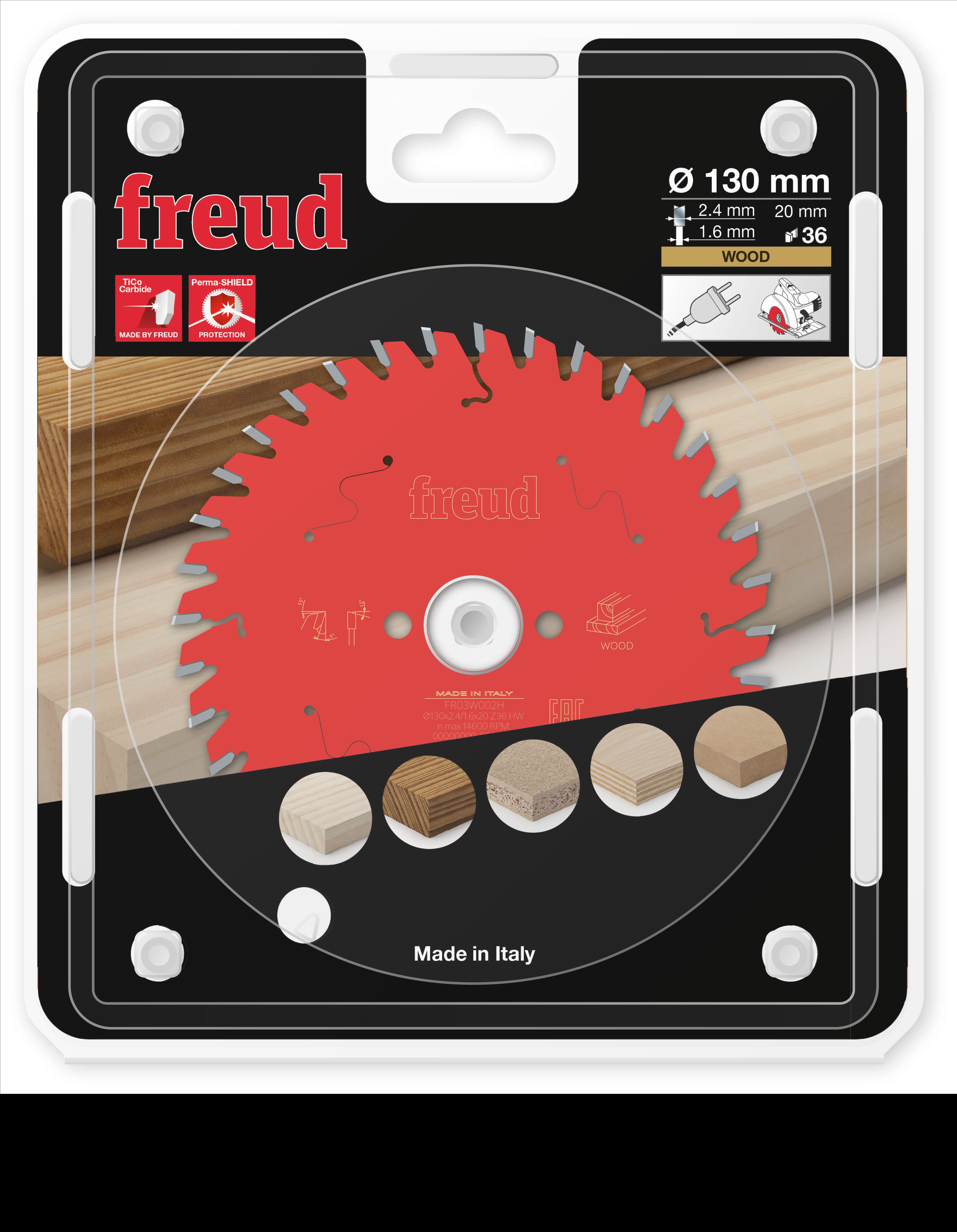 Freud HM-Kreissägeblatt · Ø 130 x 20 mm · Z36 · Wechselzahn