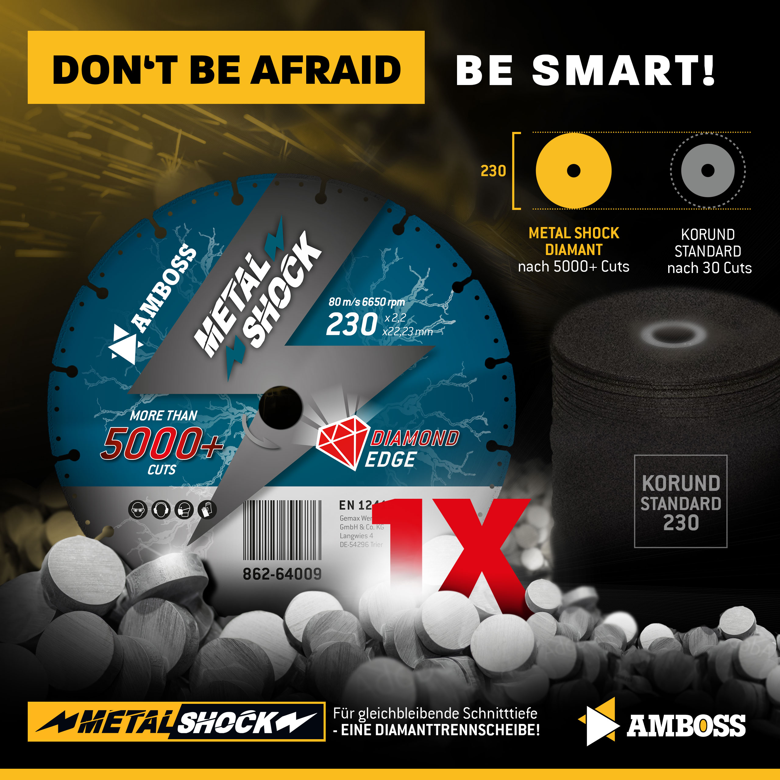 Amboss Metal Shock 5000+ - Diamant Trennscheibe 230 x 2,2 x 22,23 mm Amboss Metal Shock 5000+ - Diamant Trennscheibe 230 x 2,2 x 22,23 mm