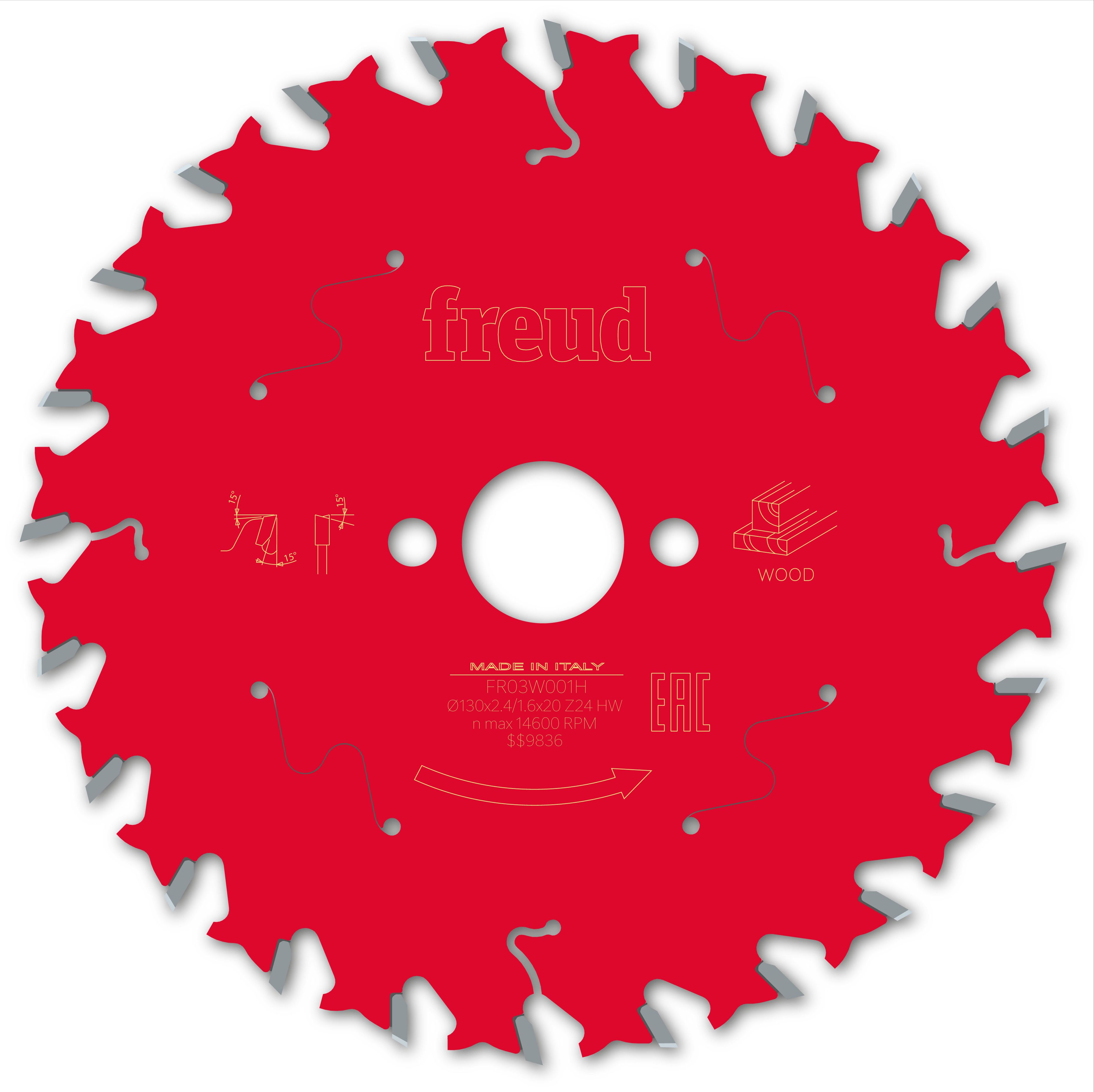 Freud HM Kreissägeblatt für Handkreissägen - 130 x 2.4/1.6 x 20 Z24 WZ