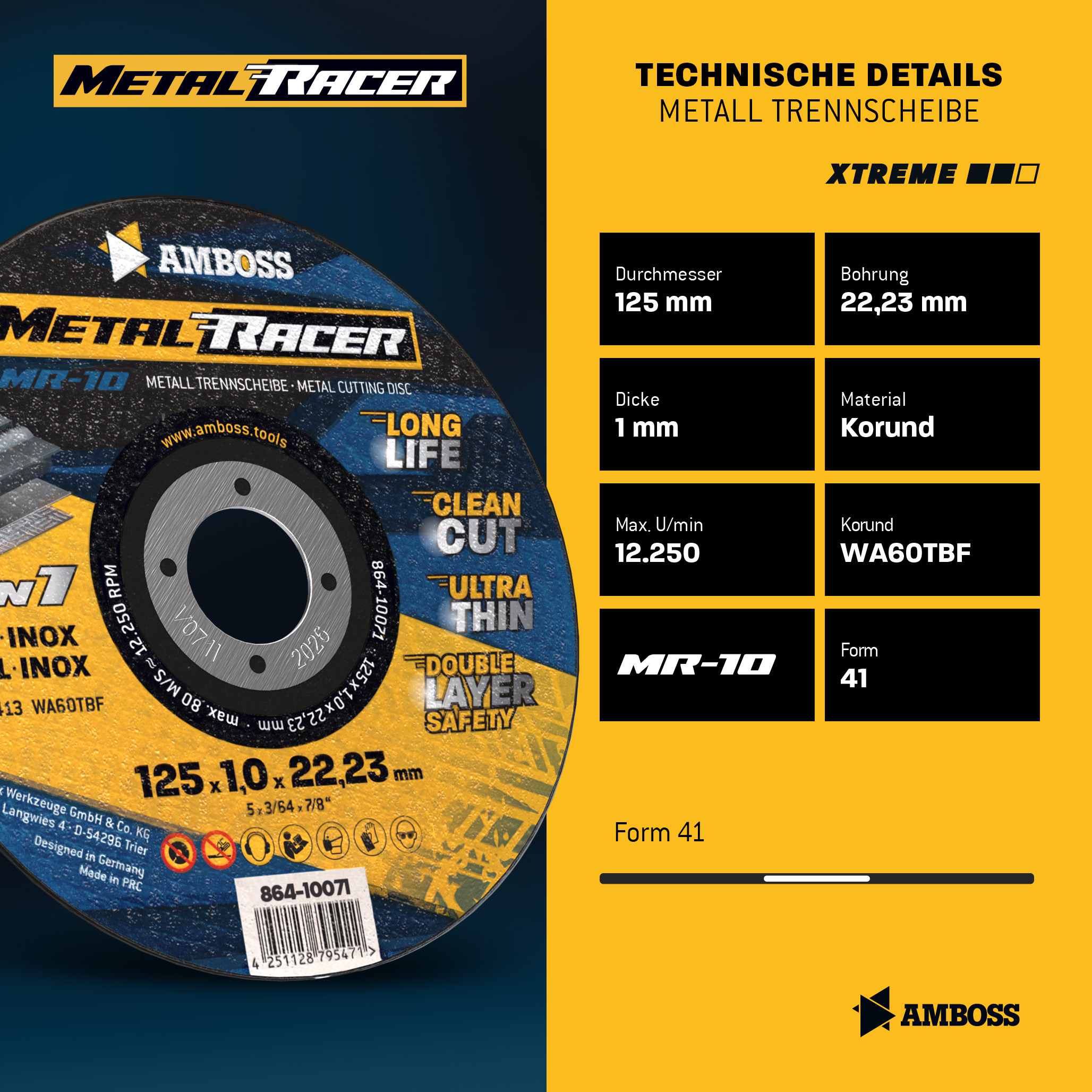 25x Amboss Metal Racer Trennscheibe | Ø125 mm - 1 mm -  22.23 mm | 25x Amboss Metal Racer Trennscheibe | Ø125 mm - 1 mm -  22.23 mm |