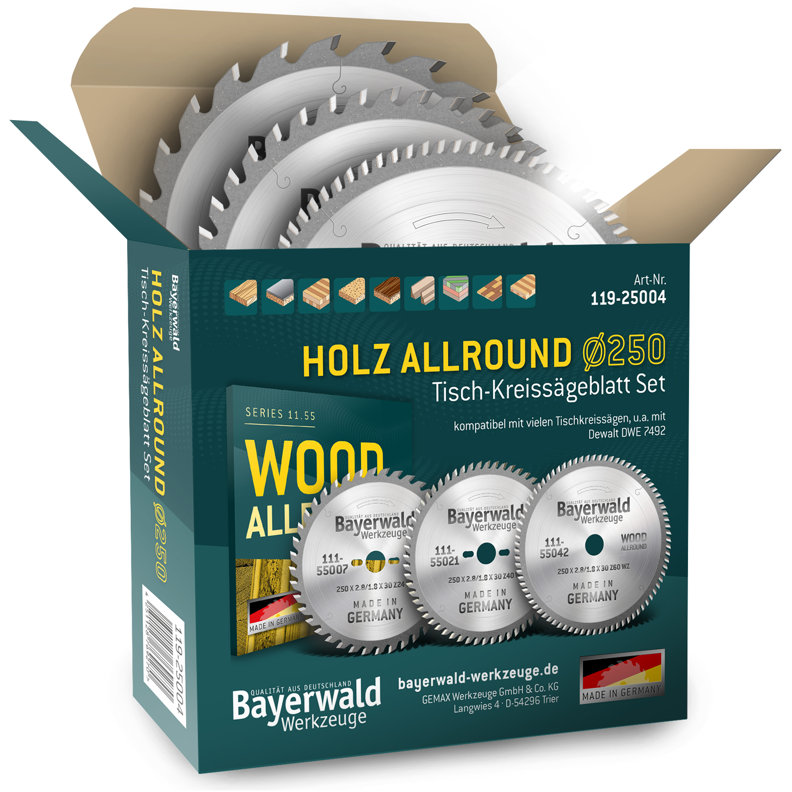 HOLZ ALLROUND Ø250 Tisch-Kreissägeblatt Set HOLZ ALLROUND Ø250 Tisch-Kreissägeblatt Set