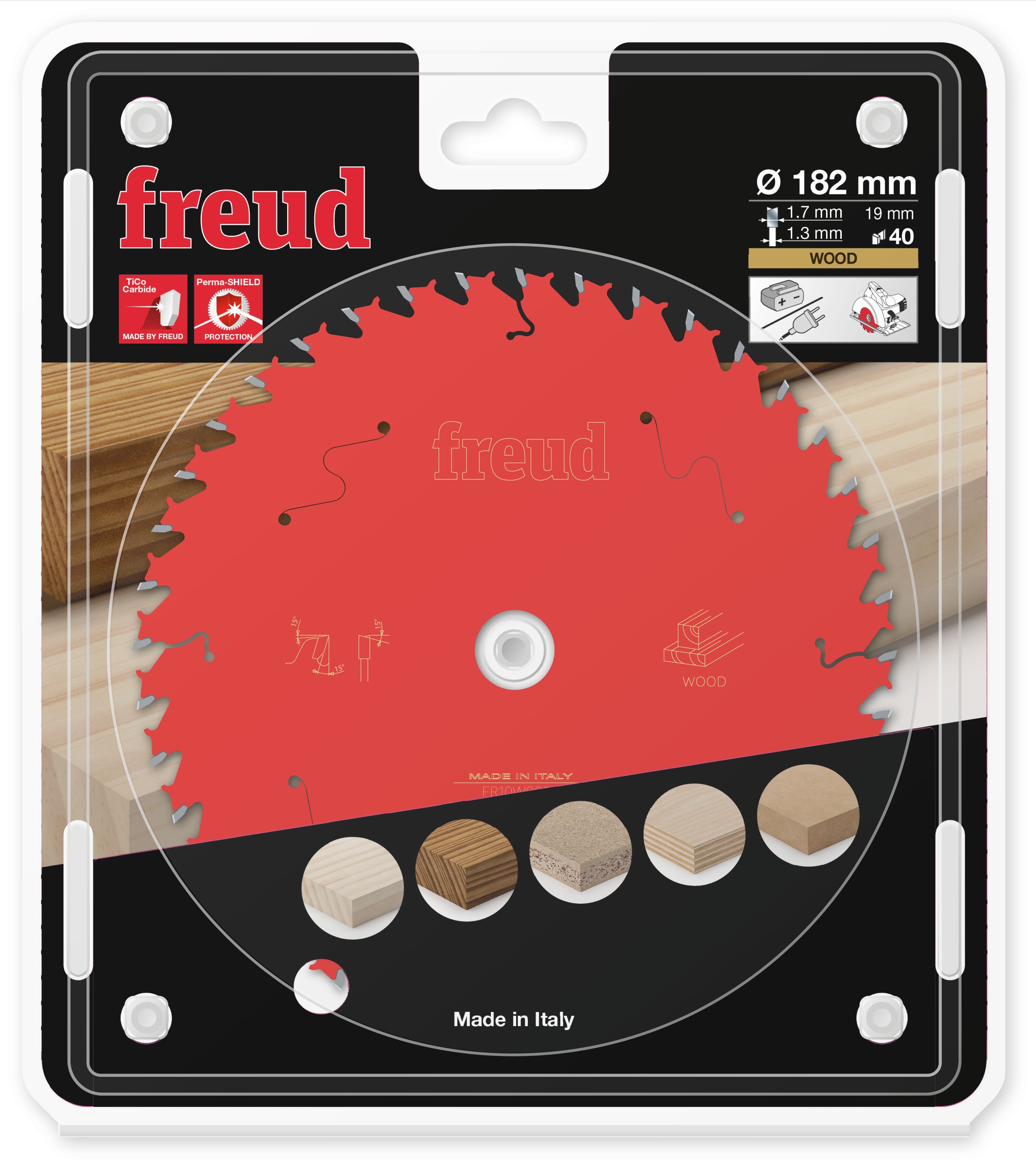 Freud HM Kreissägeblatt für Handkreissägen - 182 x 1.7/1.3 x 19.05 Z40 WZ
