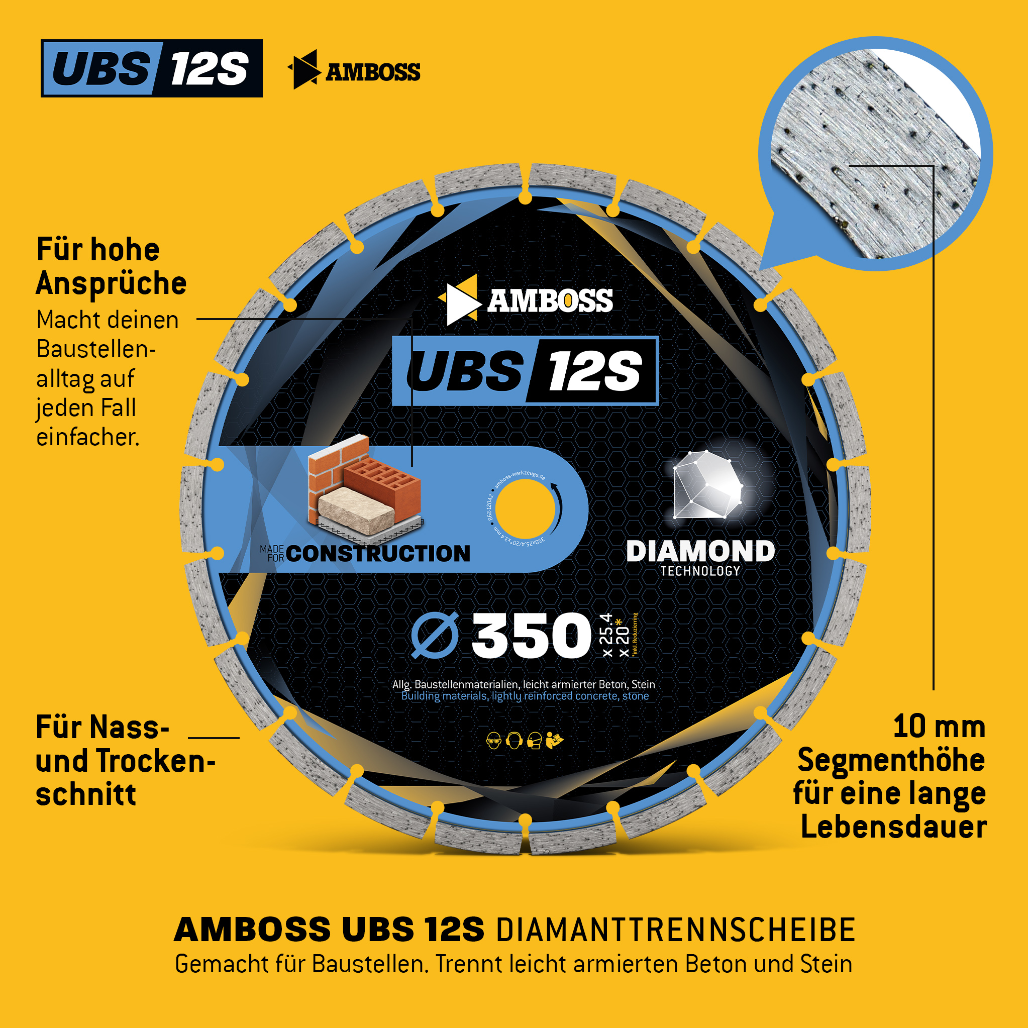 Amboss UBS 12S Diamant Trennscheibe - 350 x 3.4 x 25.4 Amboss UBS 12S Diamant Trennscheibe - 350 x 3.4 x 25.4