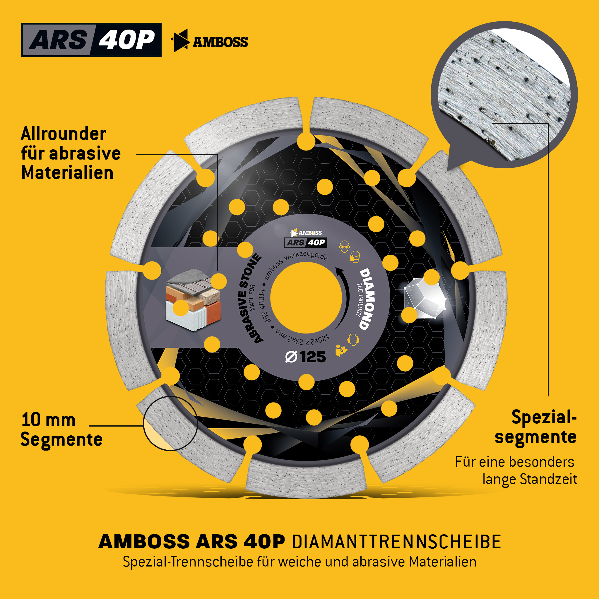 Amboss ARS 40P Diamant Trennscheibe - 125 x 2 x 22.2 Amboss ARS 40P Diamant Trennscheibe - 125 x 2 x 22.2