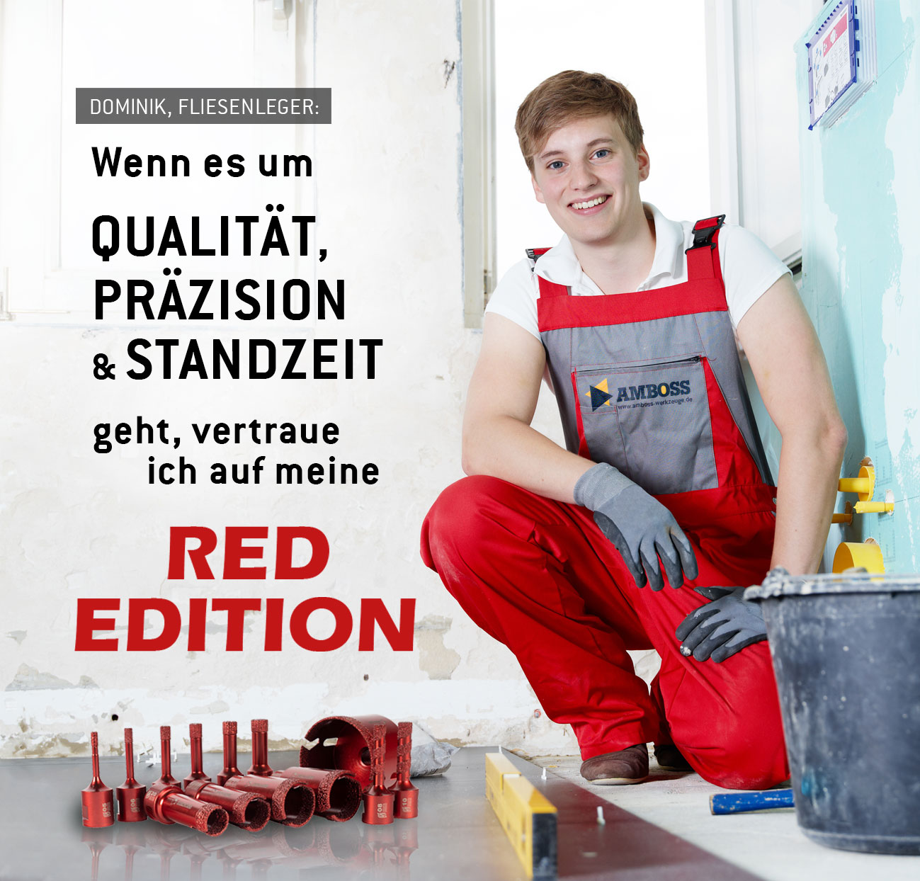 Amboss Red Edition 8 - Diamant Bohrkronen Set Ø 20-68 mm Amboss Red Edition 8 - Diamant Bohrkronen Set Ø 20-68 mm