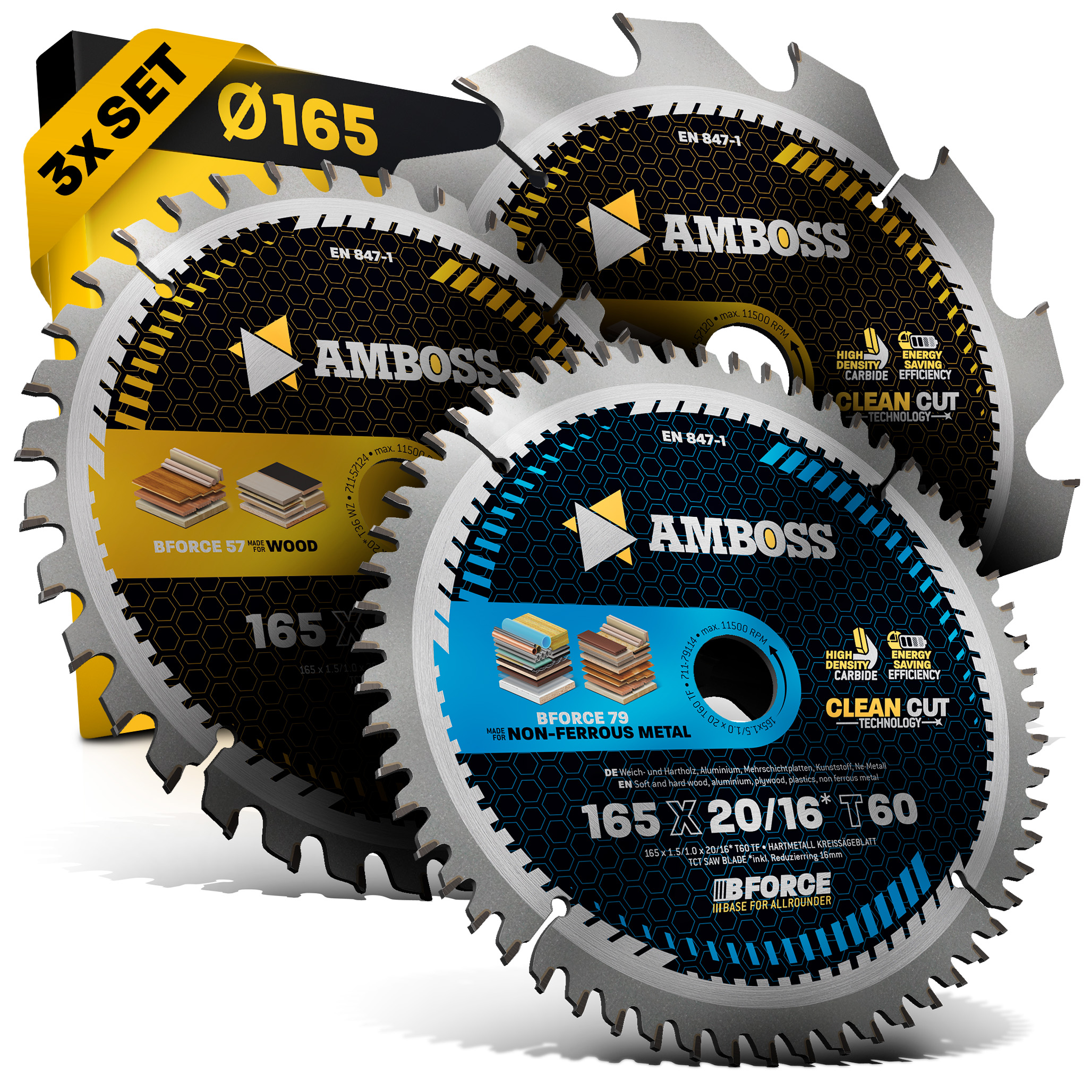 Ø165 Akku Hand- Kreissägeblatt Set passend für Bosch GKS 18v-57g, Bosch GKT 55 GCE, Makita SP6000 Ø165 Akku Hand- Kreissägeblatt Set passend für Bosch GKS 18v-57g, Bosch GKT 55 GCE, Makita SP6000