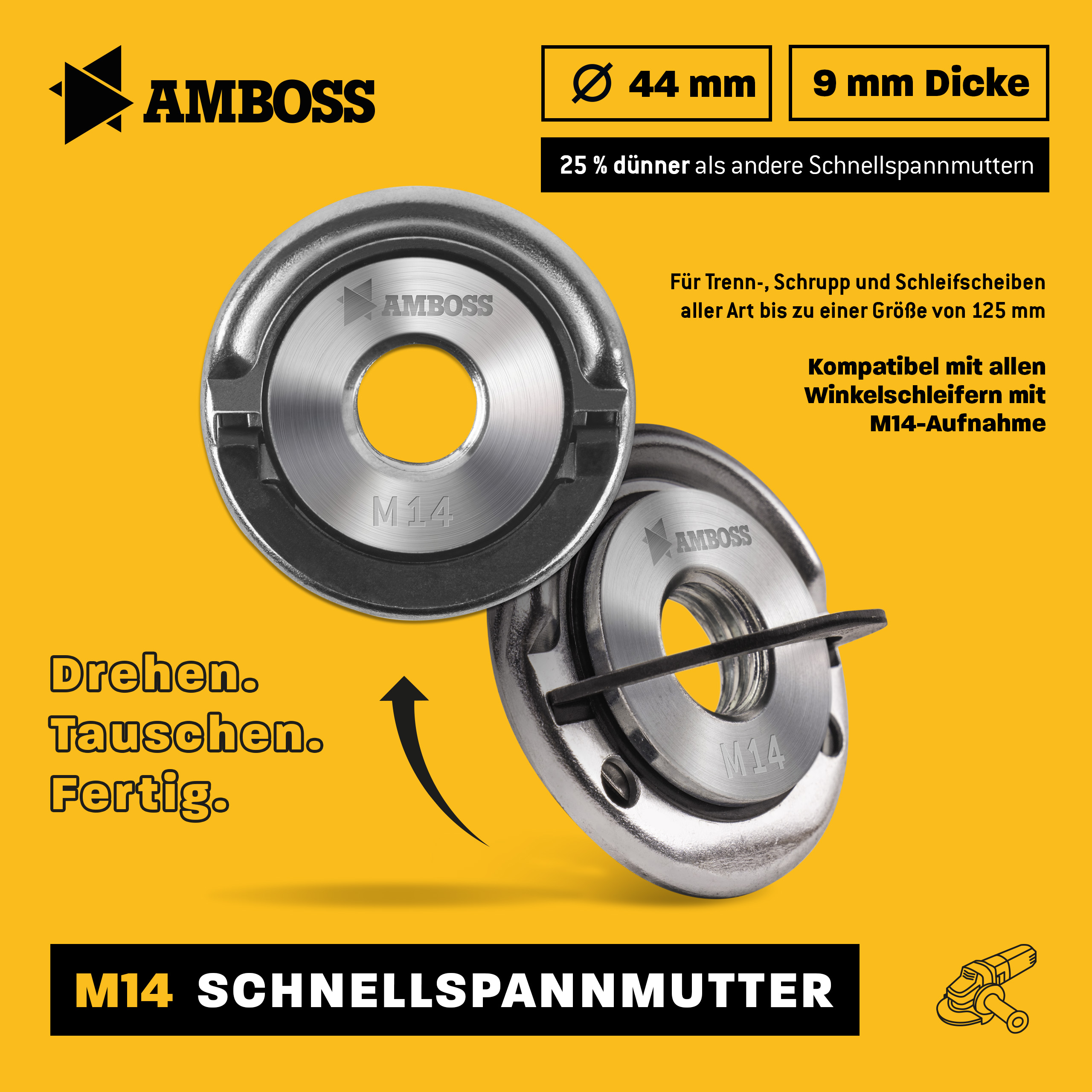 Schnellspannmutter für Winkelschleifer und -Adapter Schnellspannmutter für Winkelschleifer und -Adapter