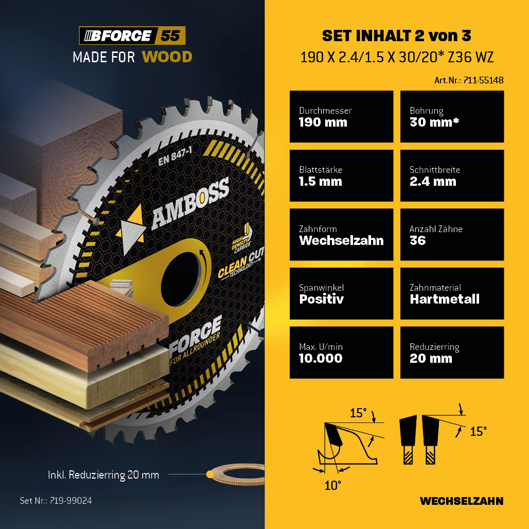 Ø190 Hand- Kreissägeblatt Set passend für Bosch GKS 190, Bosch PKS 66 A. Metabo KS66. Makita 5705R Ø190 Hand- Kreissägeblatt Set passend für Bosch GKS 190, Bosch PKS 66 A. Metabo KS66. Makita 5705R