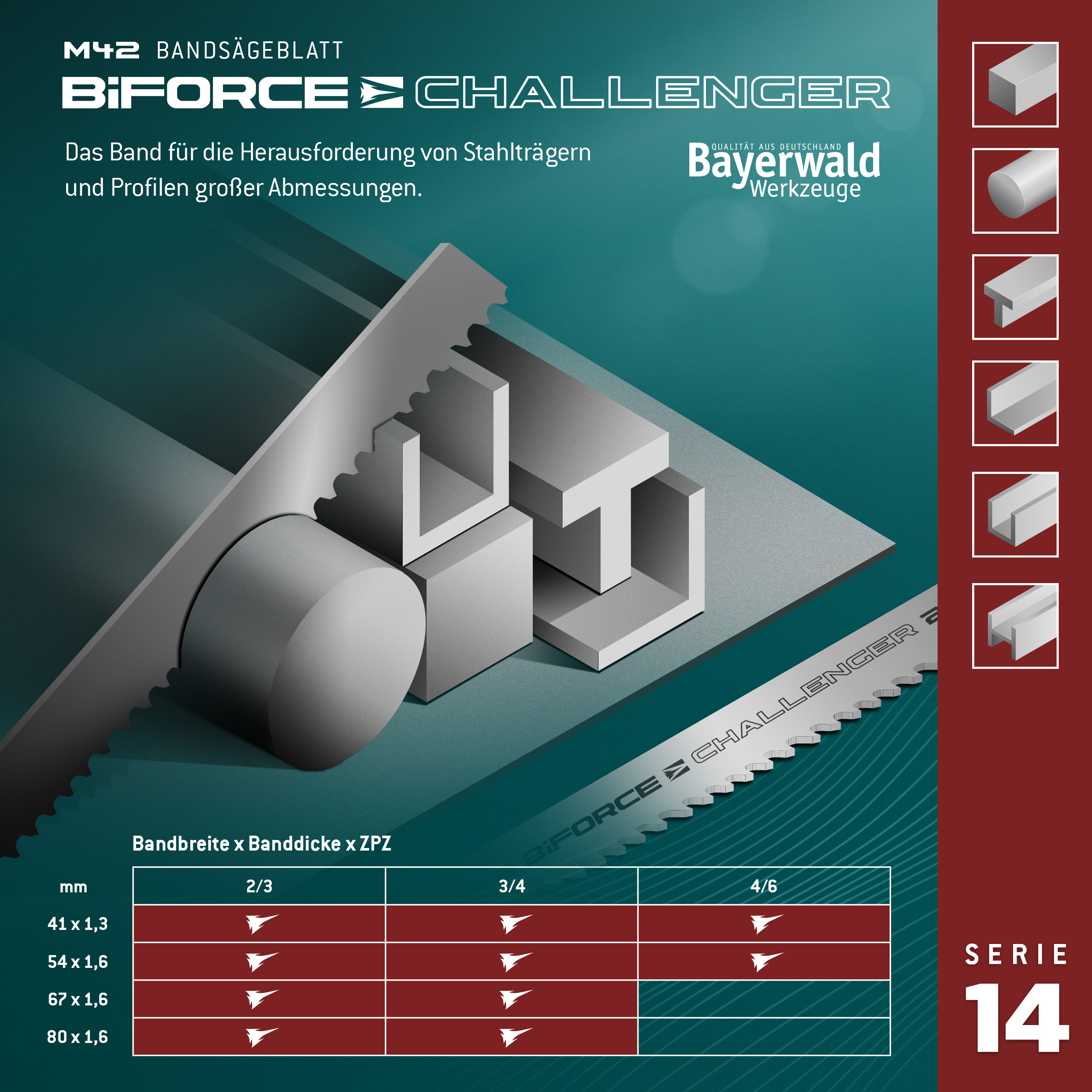 Bayerwald M42 Bandsägeblatt BiFORCE CHALLENGER 67 x 1.6 x 3|4 ZpZ