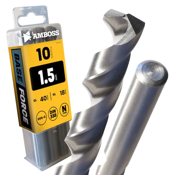 10 x HSS G BASE Force Metallbohrer DIN 338 - Ø:1.5 mm
