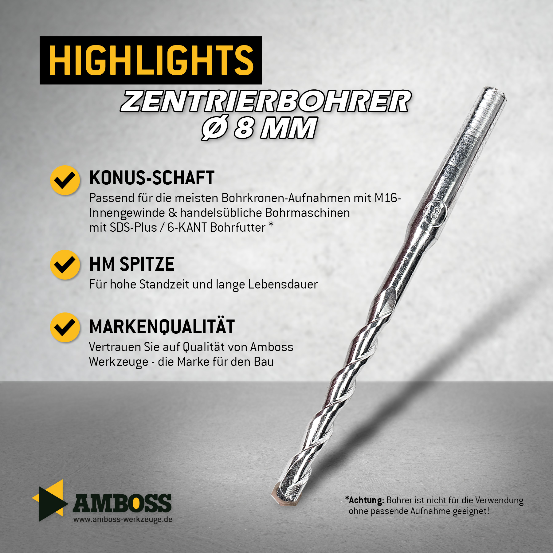 Zentrierbohrer Ø8 mm - Länge 140 mm Zentrierbohrer Ø8 mm - Länge 140 mm