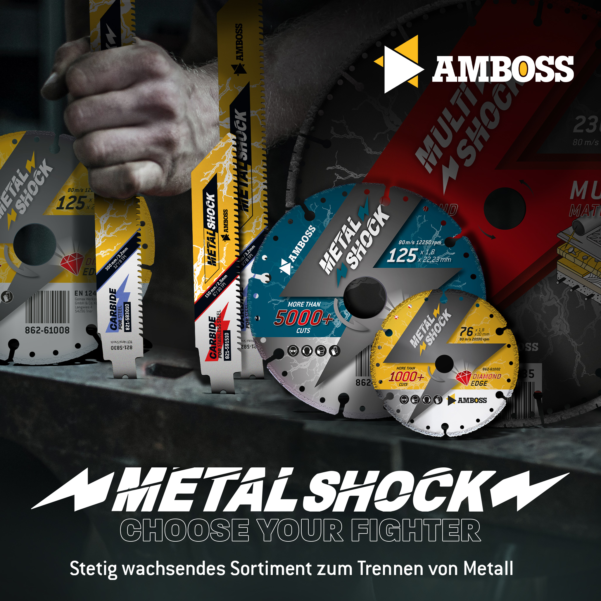 AMBOSS METAL SHOCK - Diamant Trennscheibe 125 x 2,2 x 22,23 mm - geeignet für Metall/Stahl/Inox - passend für Winkelschleifer AMBOSS METAL SHOCK - Diamant Trennscheibe 125 x 2,2 x 22,23 mm - geeignet für Metall/Stahl/Inox - passend für Winkelschleifer