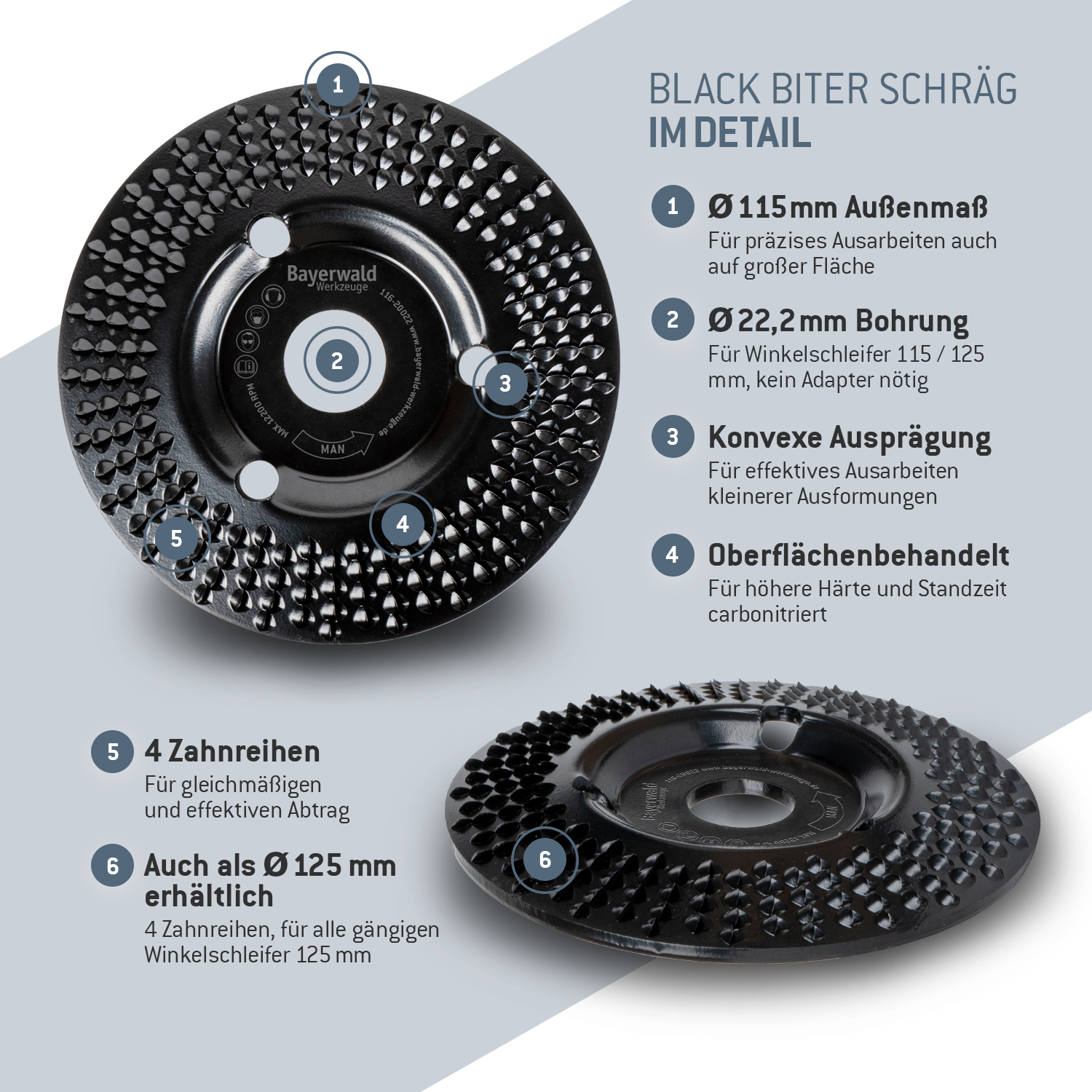 Bayerwald Raspelscheibe Black Biter Ø115 mm für Winkelschleifer Bayerwald Raspelscheibe Black Biter Ø115 mm für Winkelschleifer
