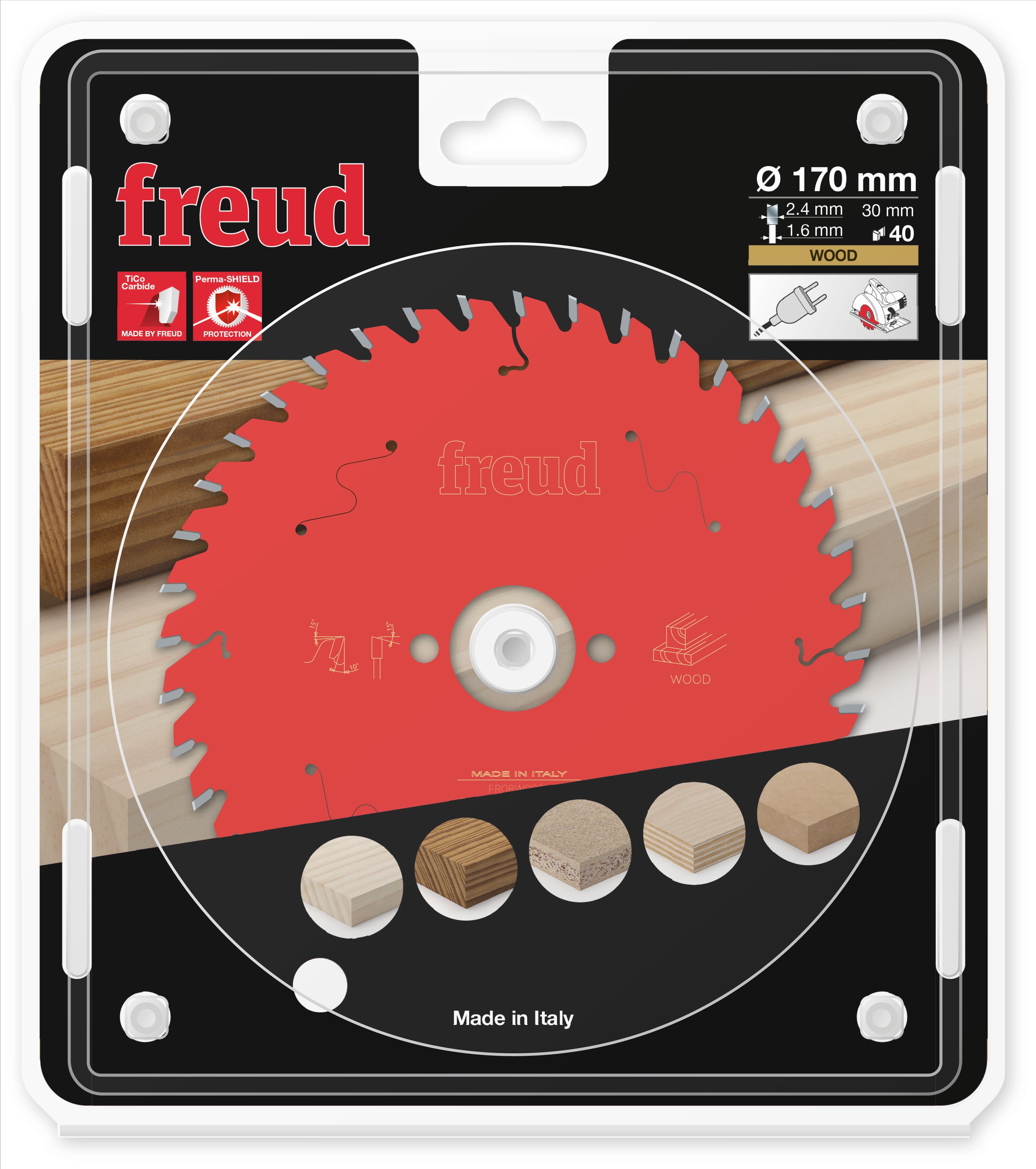Freud HM Kreissägeblatt für Handkreissägen - 170 x 2.4/1.6 x 30 Z40 WZ