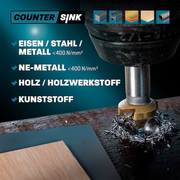 Kegelsenker Set 6tlg. 6,3 - 20,5 mm HSS TiN / DIN 335C / Amboss Werkzeuge Senker für Eisen, Stahl, Metall, NE-Metall, Holz, Kunststoff / Profi Senkkopfbohrer für Bohrmaschinen und Akkuschrauber Kegelsenker Set 6tlg. 6,3 - 20,5 mm HSS TiN / DIN 335C / Amboss Werkzeuge Senker für Eisen, Stahl, Metall, NE-Metall, Holz, Kunststoff / Profi Senkkopfbohrer für Bohrmaschinen und Akkuschrauber